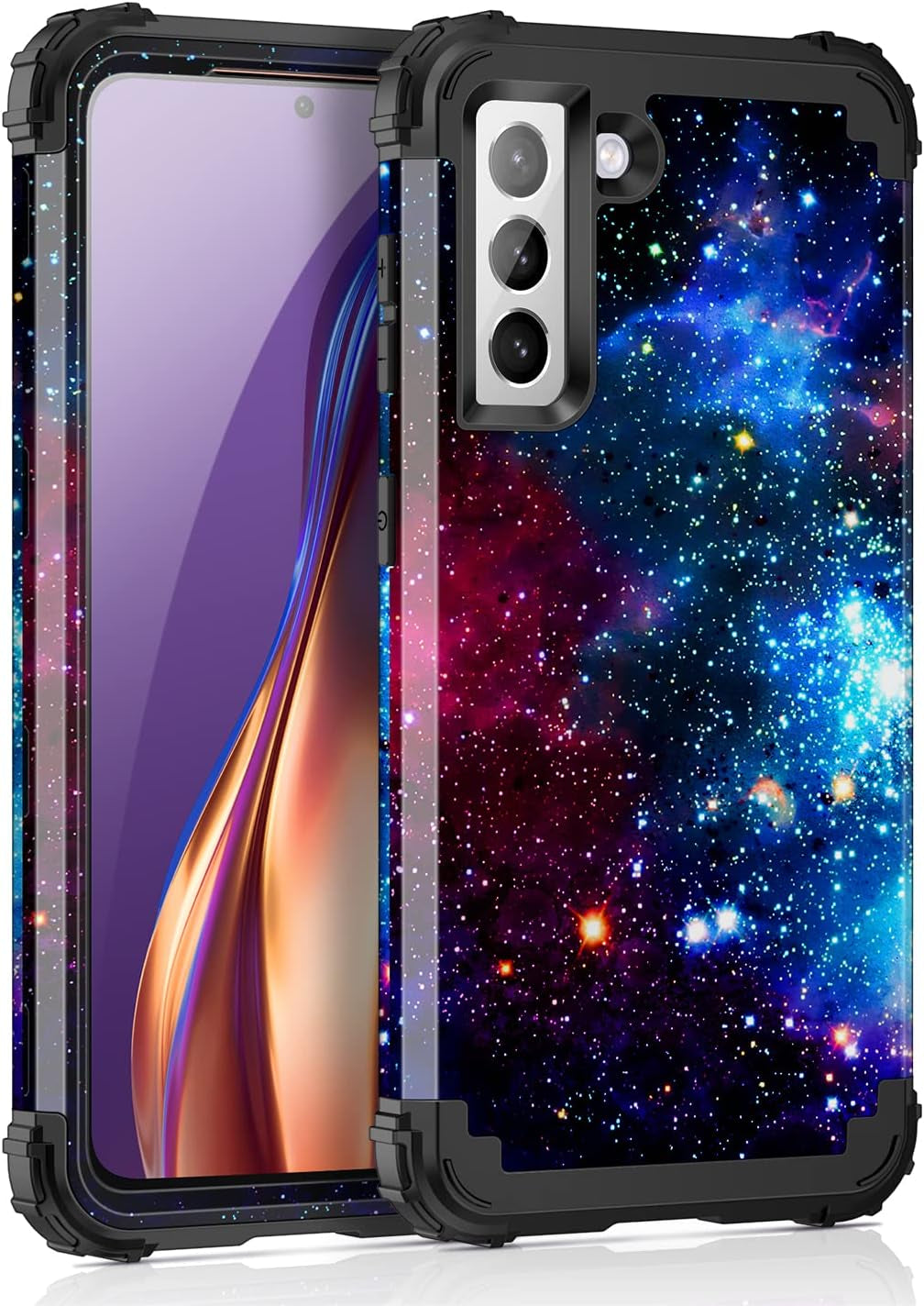 Rancase for Galaxy S21 plus 5G Case,Three Layer Heavy Duty Shockproof Protection Hard Plastic Bumper +Soft Silicone Rubber Protective Case for Samsung Galaxy S21 plus 5G 6.7 Inch,Black  Rancase Blue Sky  