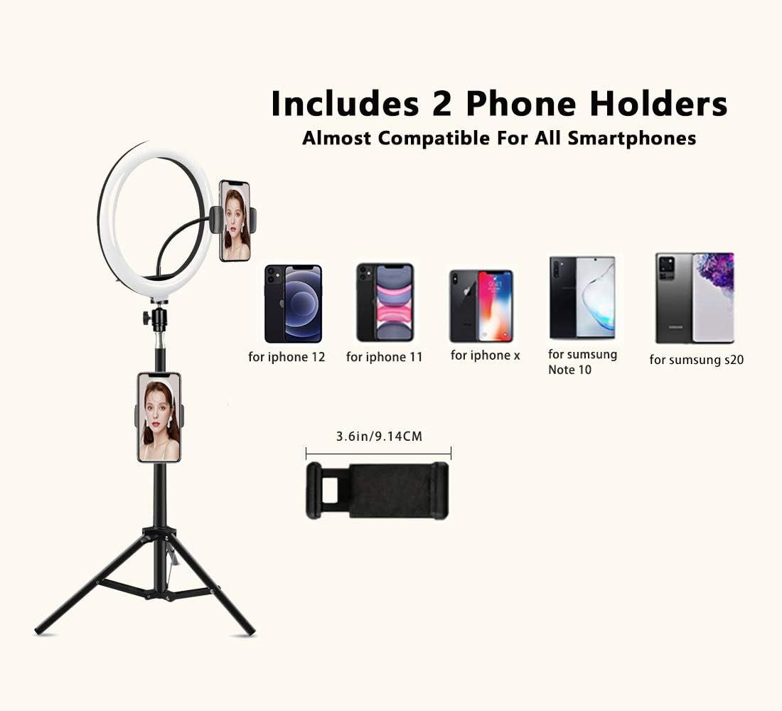 Selfie Ring Light with 28.1'' to 83.8'' Extendable Tripod Stand,Peteme LED Ring Light with Phone Holder for Live Streaming/Makeup/Youtube Video/Photography,Compatible with Iphone/Android  Peteme   