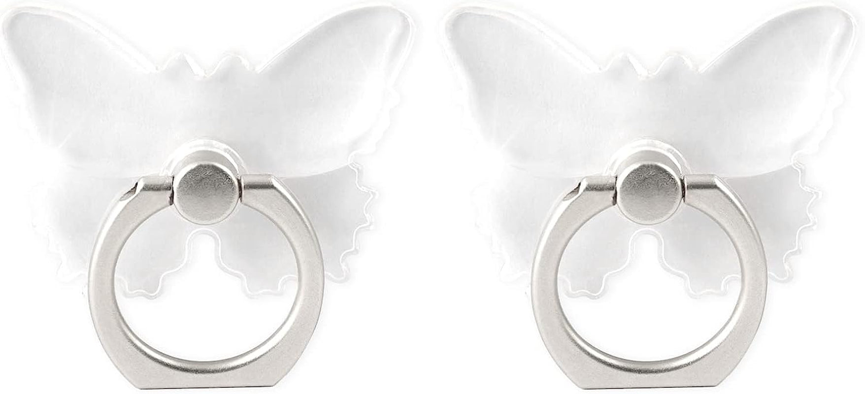 [2 Pack] Transparent Butterfly Finger Ring Cell Phone Ring Holder Stand,360 Degree Rotation and 180 Degree Adjustable Finger Ring Kickstand with Polished Electroplated Phone Grip  Wansurs   