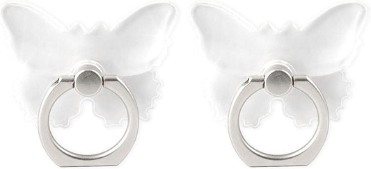 [2 Pack] Transparent Butterfly Finger Ring Cell Phone Ring Holder Stand,360 Degree Rotation and 180 Degree Adjustable Finger Ring Kickstand with Polished Electroplated Phone Grip  Wansurs   