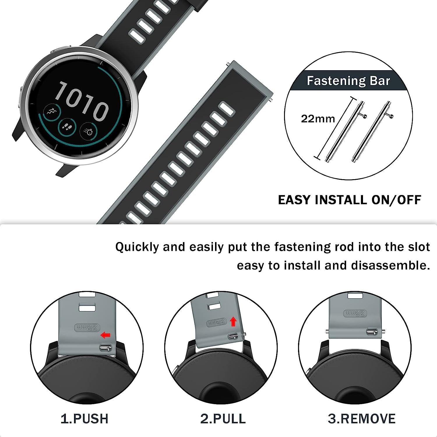 ISABAKE Bands for Compatible with Garmin Vivoactive 4/ Samsung Galaxy Watch 46Mm, 22Mm Silicone Band for Ticwatch Pro S2//E2/Venu 2/Samsung Gear S3 Classic/Samsung Gear S3 Frontier/ Huawei GT Smartwatch  Isabake   