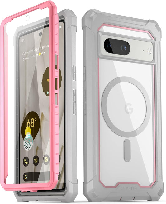 Poetic Guardian Magpro Case for Google Pixel 7, [Compatible with Magsafe] [20FT Mil-Grade Drop Tested], Built-In Screen Protector Work with Fingerprint ID, Full Body Hybrid Rugged Case, Pink/Clear  Poetic   