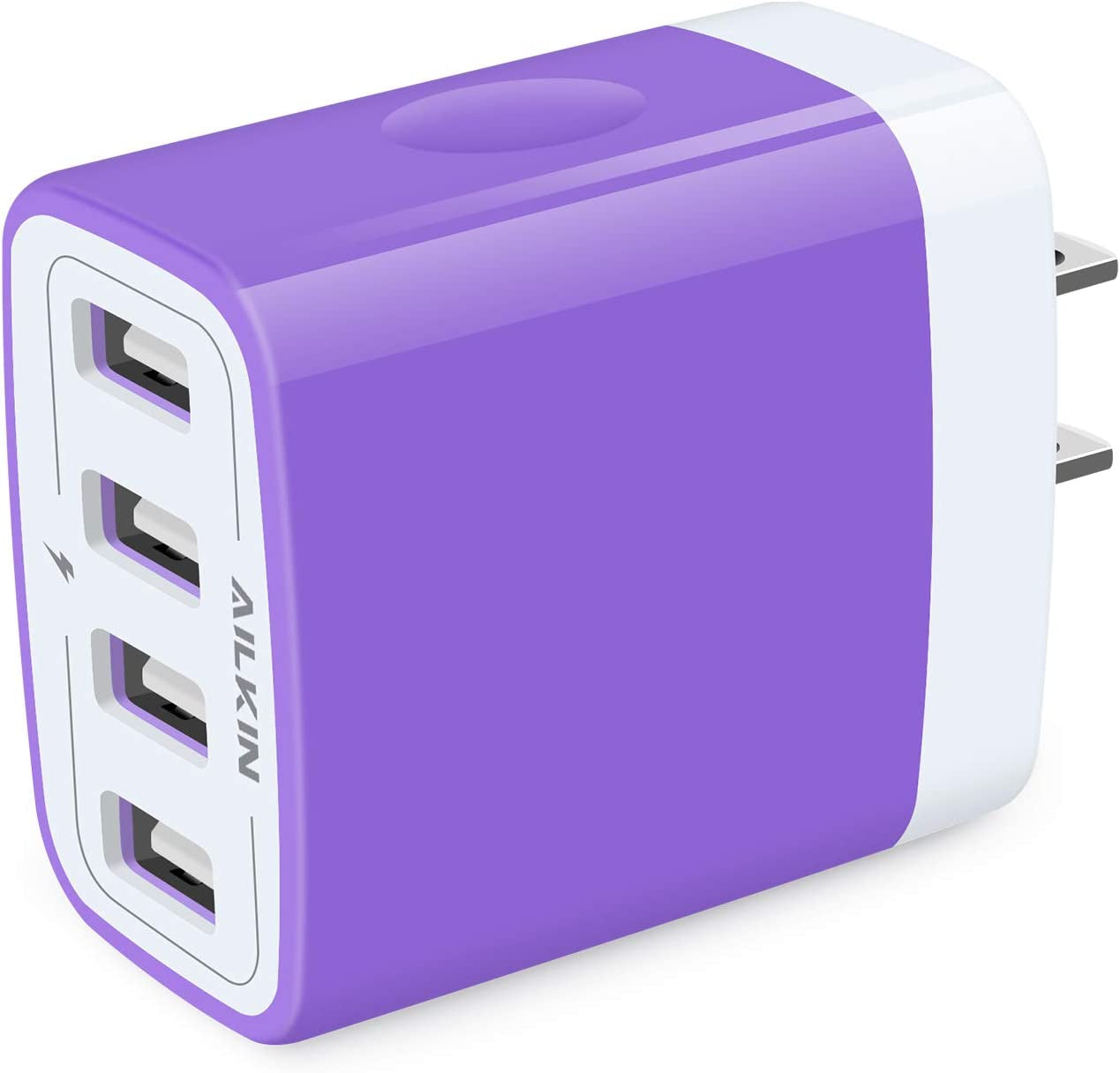 USB Charger Cube, Wall Charger Plug, AILKIN 4.8A 4-Muti Port Adapter Power Plug Charging Station Box Base Replacement for Iphone 14 13 12 11 Pro Max/X/8/7, Ipad, Samsung Phones  Shenzhen Putuo Technology Co.,Ltd Purple 1 