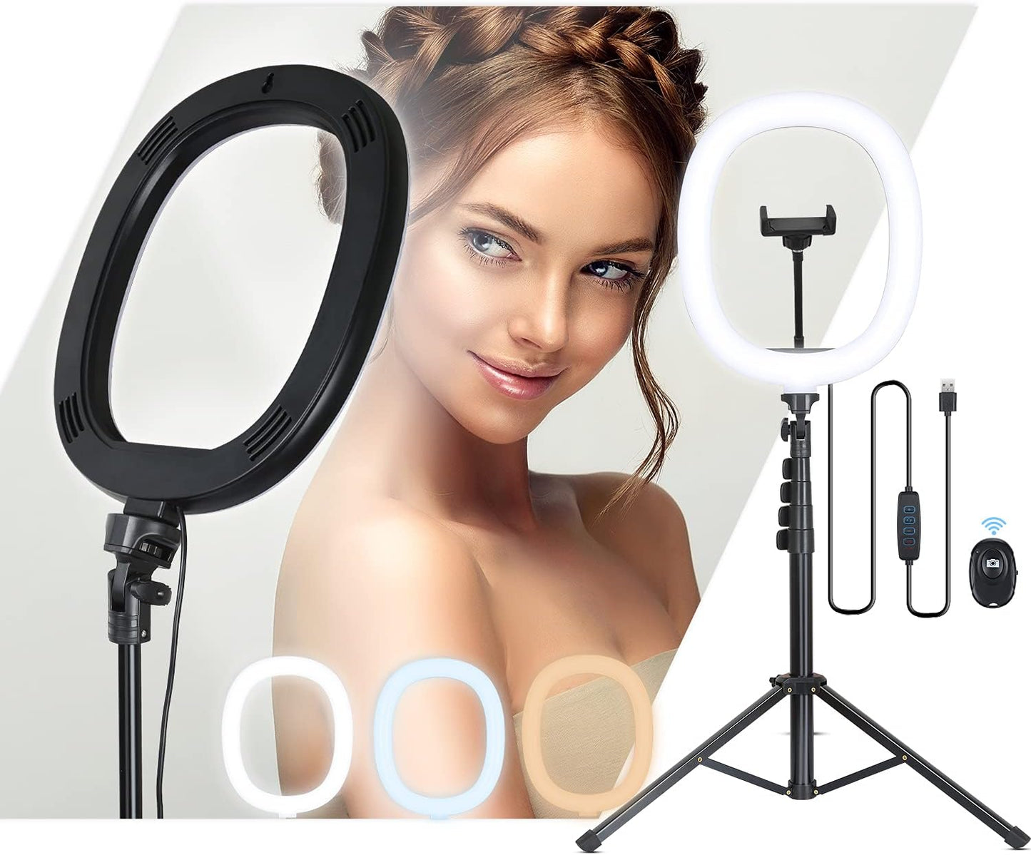 67 Inch Selfie Stick Tripod Stand Ring Light Diffusers Wireless Remote Shutter Dimmable Ringlight Circle Light LED Camera Lighting for Live Stream/Makeup/Youtube/Tiktok, Compatible with Iphone Android  udoo   