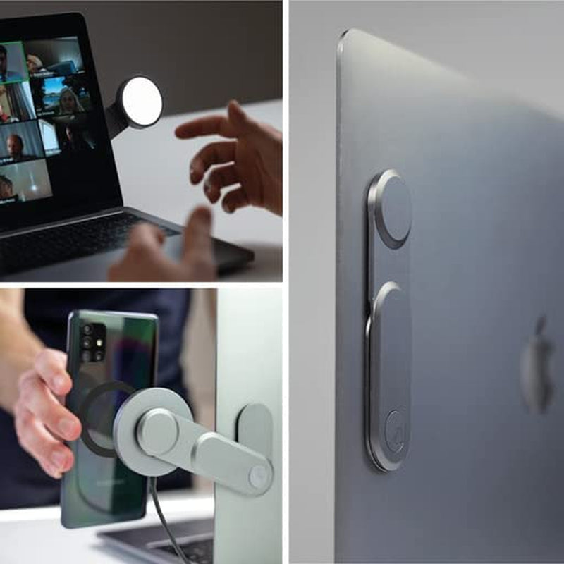 Rolling Square Edge Full Kit with Cell Phone Holder, 15W Magnetic Wireless Charger, and 280-Lumen Laptop Monitor Light for Zoom Meetings, Carrara White  Rolling Square   