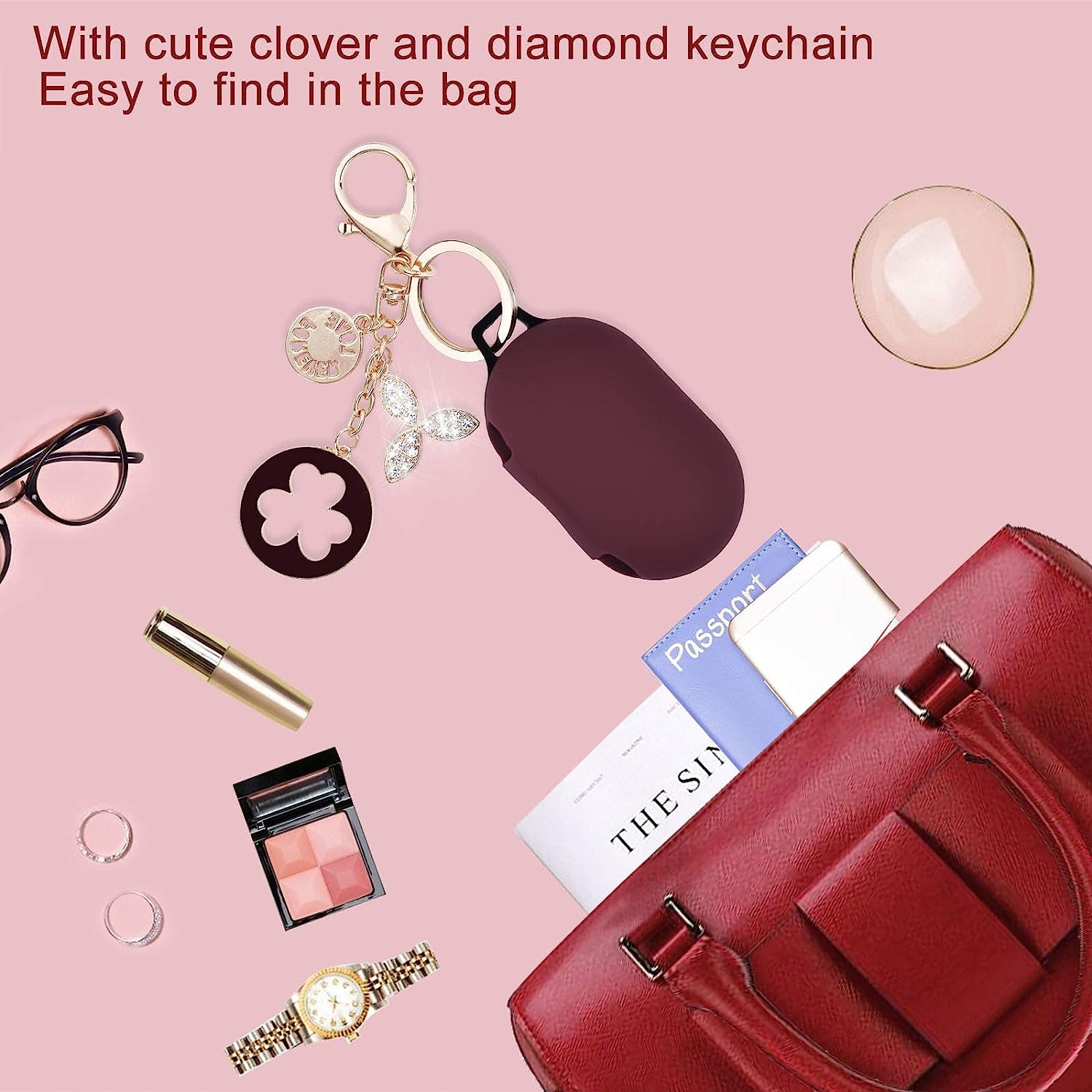 OLEBAND Galaxy Buds and Buds plus Case with Keychain and Cute Accesories,Soft Silicone Protective and Anti-Slip Cover for Samsung Buds+ Charging Case,Earbuds Charging LED Visible  OLEB   