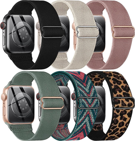 BELONGME 6 Packs Stretchy Nylon Solo Loop for Apple Watch Band Series Ultra SE 8 7 6 5 4 3 2 1 40Mm 38Mm 44Mm 42Mm 45Mm 41Mm 49Mm, Women and Men Sport Apple Watch Bands Replacement for Iwatch Bands  BELONGME   