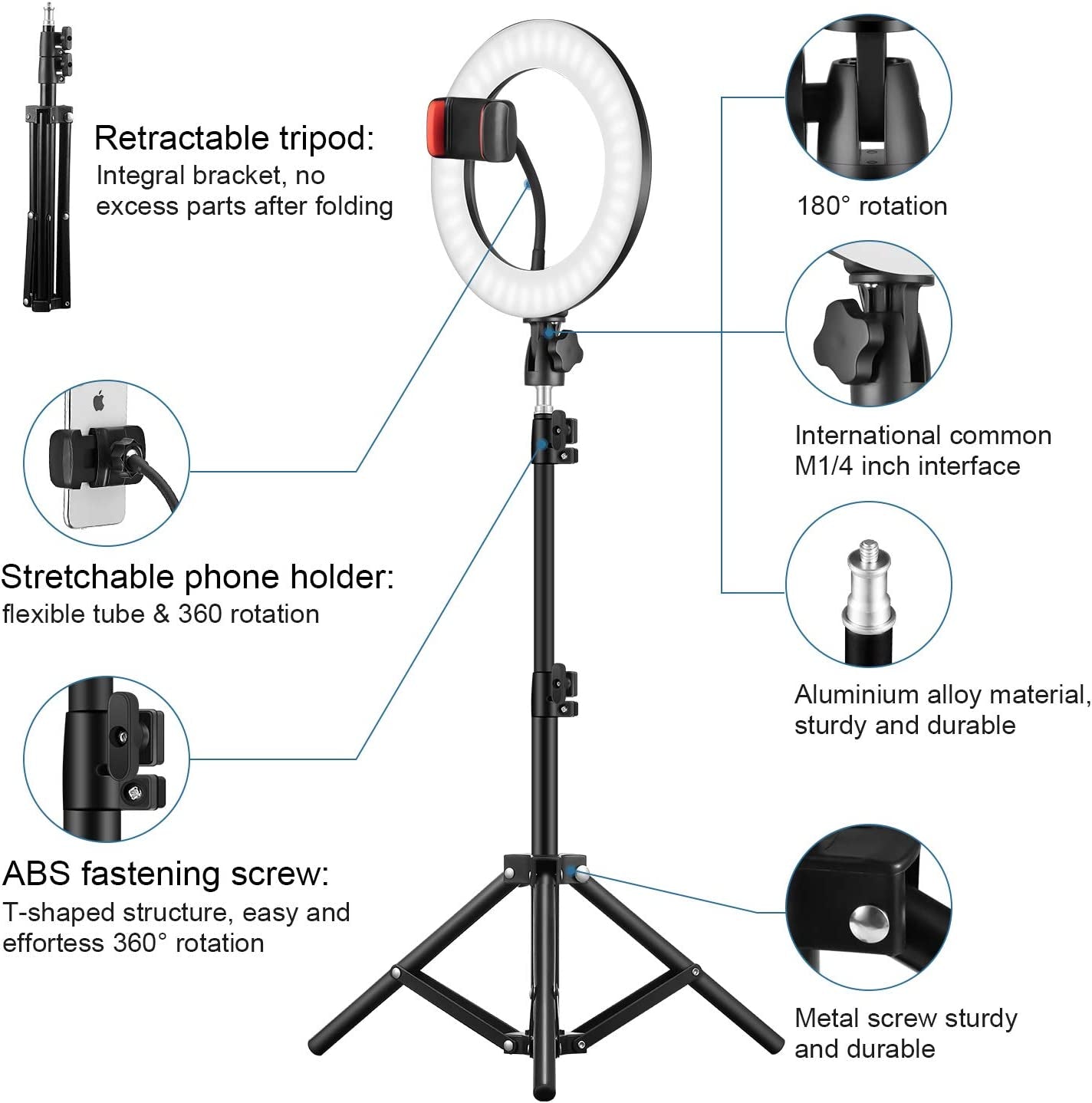 10" RGB Selfie Ring Light, LED Ringlight 3200-6500K with Tripod Stand & Cell Phone Holder for Live Stream/Make Up/Youtube/Tiktok/Photography/Video Recording Compatible with Iphone & Android Phone  LAVKOW   