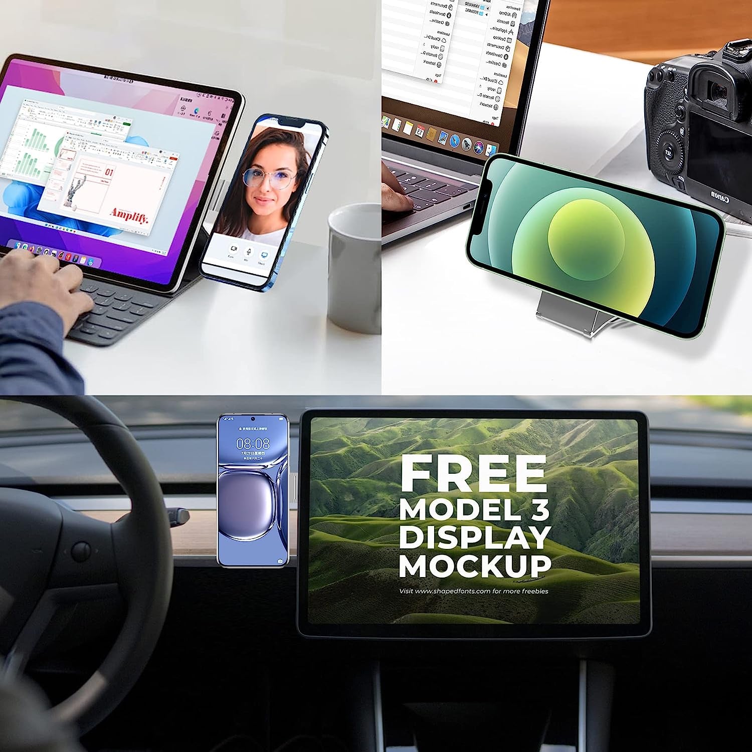 Ubeesize Magnetic Laptop Phone Holder, Adjustable Phone Monitor Side Mount for Iphone 14/13 Series / 12 Pro Max/ 12 Pro/ 12 Mini, Slim Portable Foldable Computer Expansion Bracket, Silver  UBeesize   