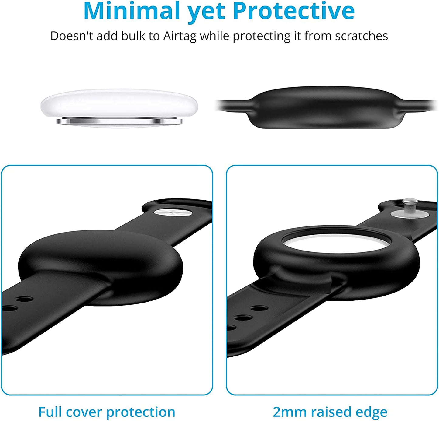 SUPMEGA Case for Airtag Dog Collar Holder, Flexible Silicone Cover with Adjustable Band Fits Pet Collars, Protective Anti-Scratch Case Compatible with Airtag 2021 - Black  SUPMEGA   