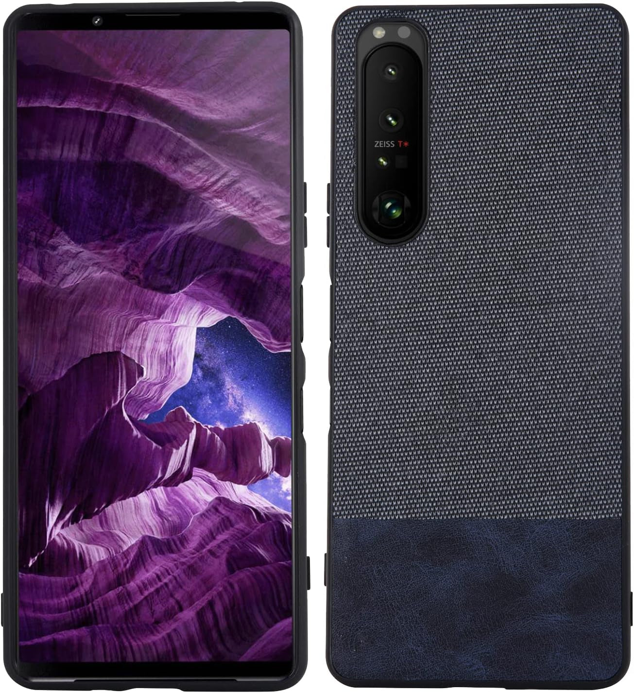 Compatible with Sony Xperia 1 III, Slim Business Casual Cloth Fabric Cover with TPU Interior Scratch Classic Durable Case for Sony Xperia 1 Iii-Splicing Black  XBS-Better Splicing Blue  