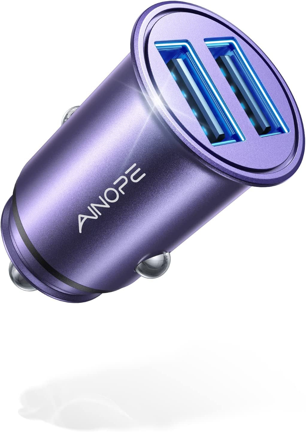Car Charger, AINOPE Smallest 4.8A All Metal USB Car Charger Port Fast Charge Car Charger Adapter Flush Fit Compatible with Iphone 14 Pro Max/13/12/11/X/6S, Ipad Air 2/Mini 3, Samsung Note 9/S10/S9/S8  Ainope Purple  