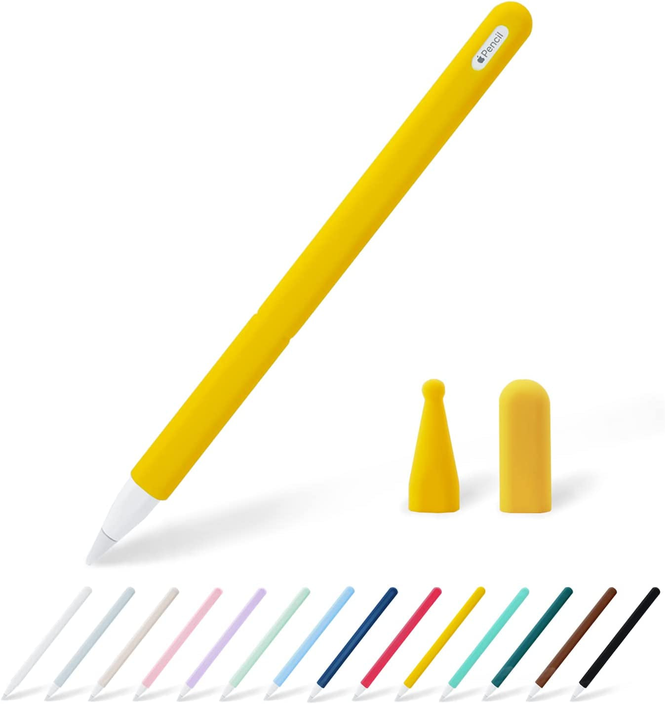 KELIFANG Silicone Case Sleeve Cover Compatible Apple Pencil 2Nd Generation, Cute Pink Protective Skin Holder Grip and Tip Cap Accessories Compatible Ipad Pro 11 12.9 Inch  KELIFANG Yellow1  