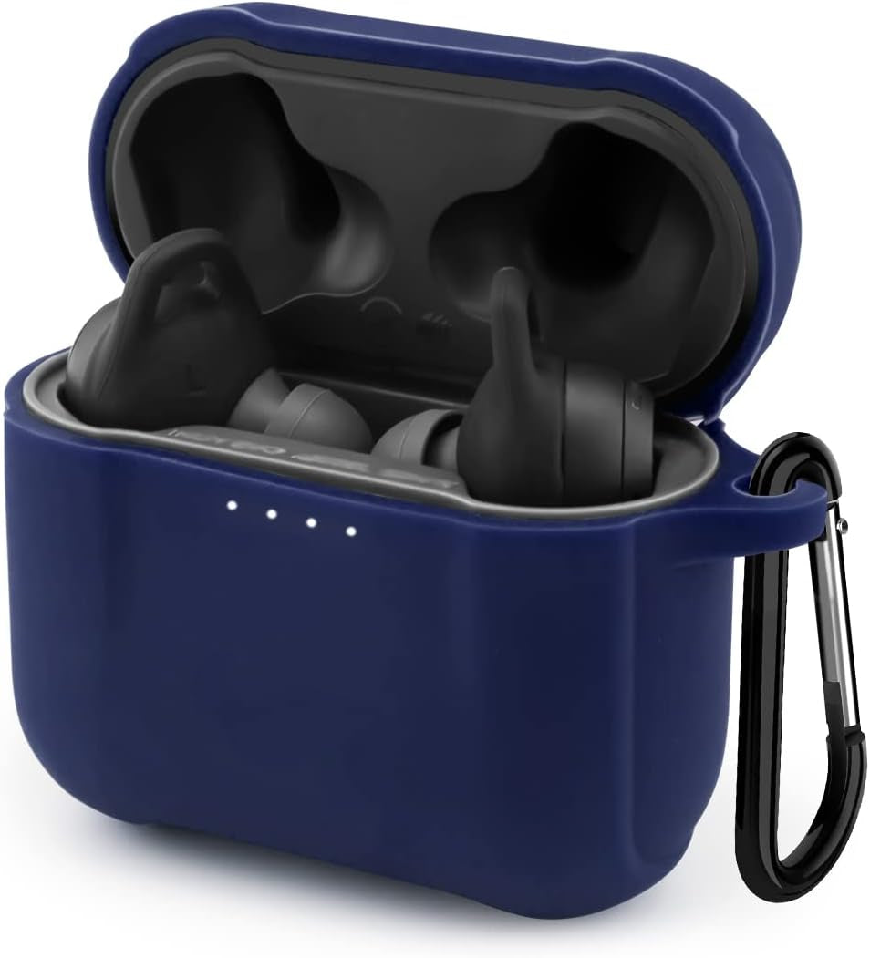 Silicone Cover for Skull Candy Indy Evo Case 【Luminous Green】, Anti-Lost & Shockproof Protective Case for Skull Candy Indy EVO True Wireless Earbuds with Keychain (Visible Front LED) (NOT for Indy)  WQNIDE Blue  