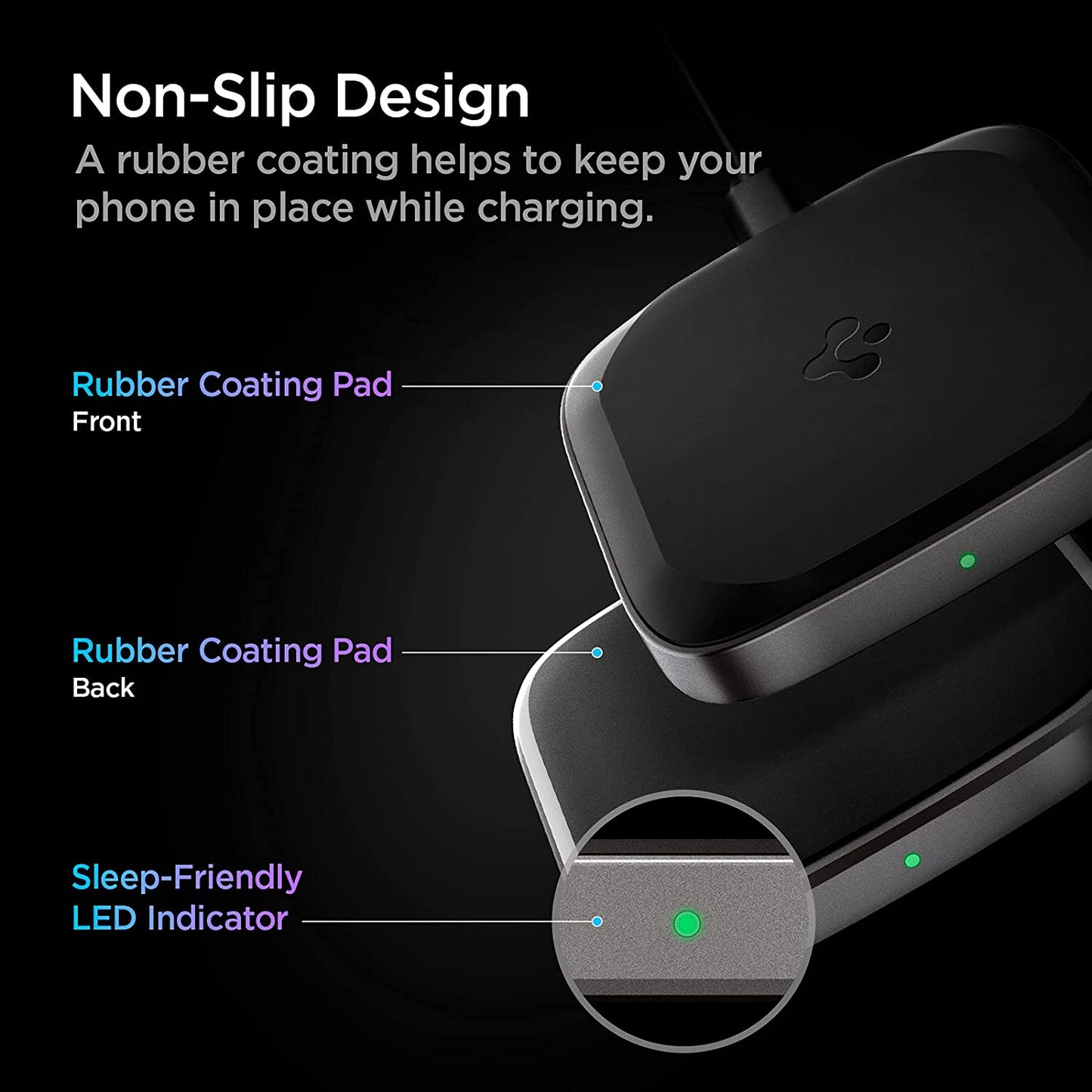 Spigen Wireless Charger, Fast 15W Wireless Charging Pad for Qi Enabled Galaxy S23 Ultra plus Z Fold Flip 4 3 S22 S21 FE Note 20 Pixel 6 Iphone 11 XS XR X 8 SE [No Adapter Included]  Spigen   