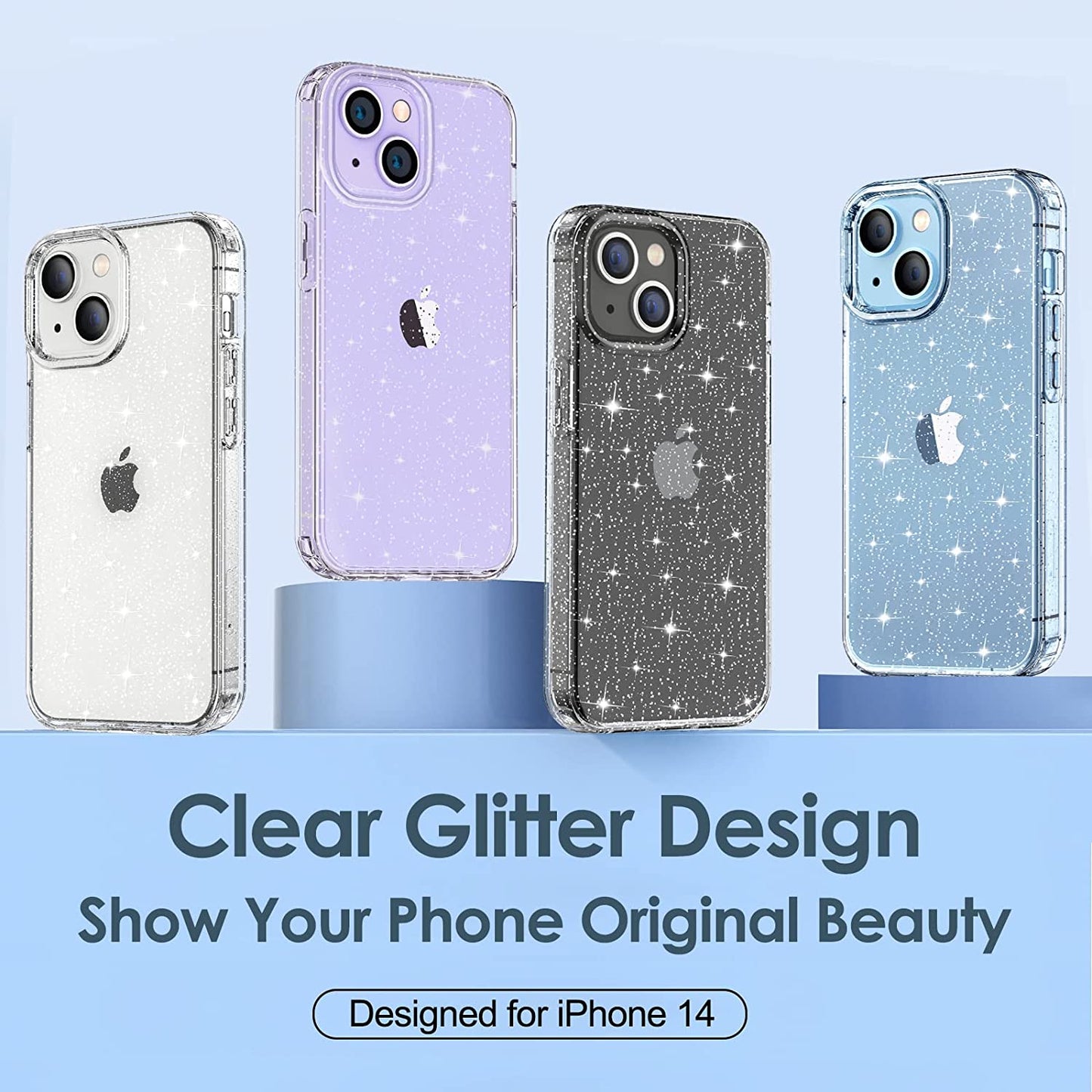 Hython Case for Iphone 14 Case Glitter, Cute Sparkly Clear Glitter Shiny Bling Sparkle Cover, Anti-Scratch Soft TPU Thin Slim Fit Shockproof Protective Phone Cases for Women Girls, Clear Glitter  Hython   
