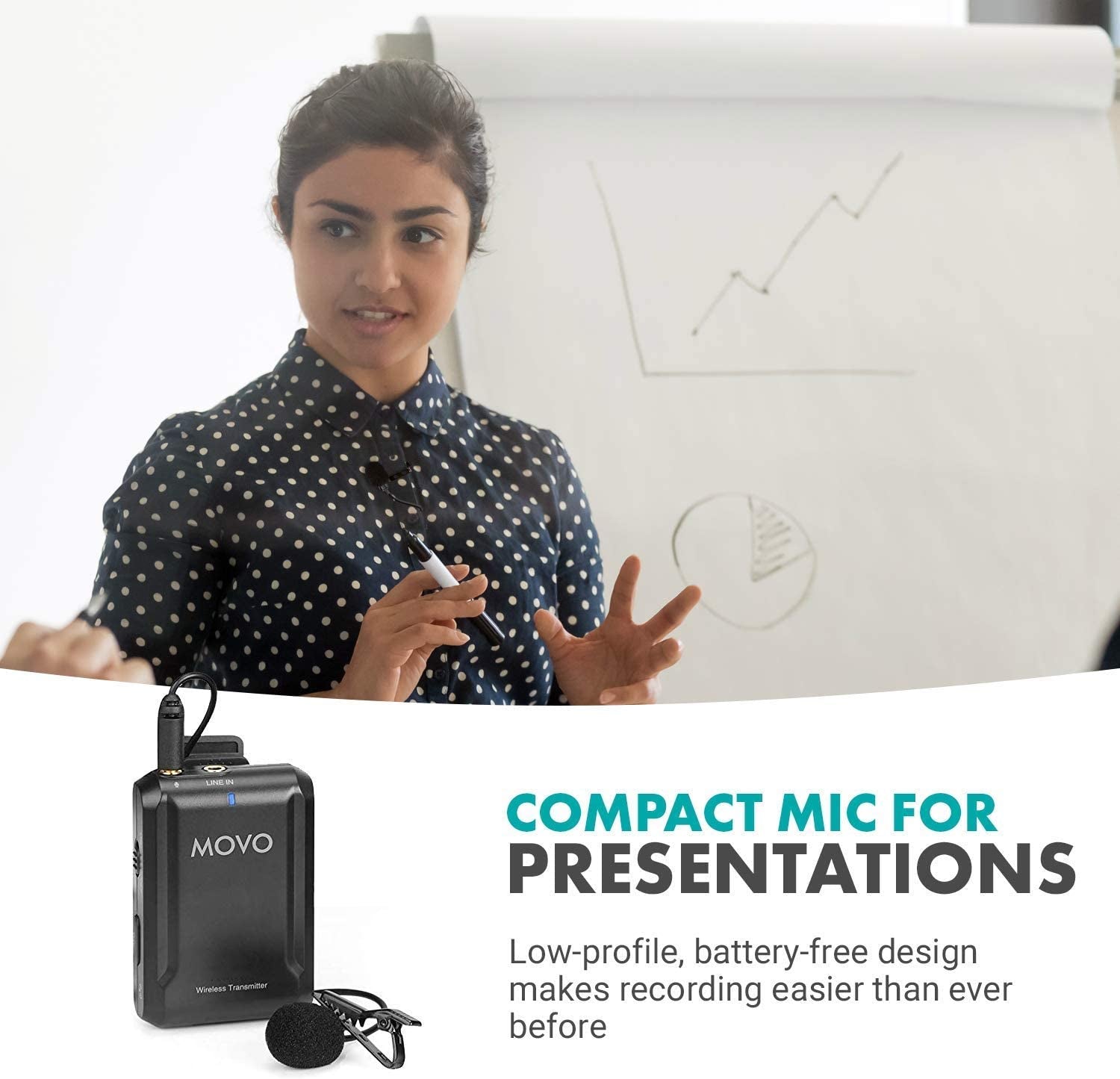 Movo Edge-Di-Duo Wireless Lavalier for Iphone - Perfect Compact Lav Mic for Smartphone Gimbal Stabilizer - Great for Vlogging, Filming, Teachers, and More - Compatible with DJI Osmo OM 4, 5  Movo   