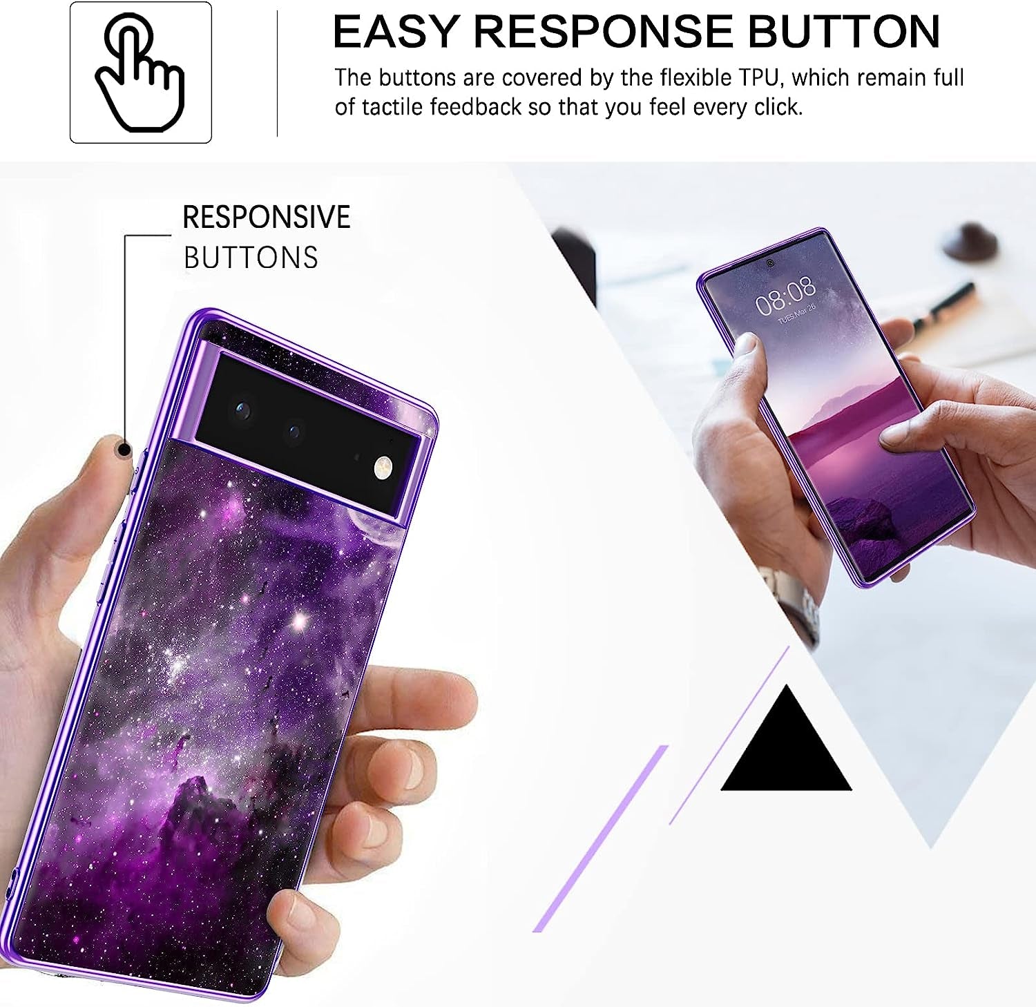 BENTOBEN Pixel 6 Case, Google Pixel 6 Case, Slim Fit Glow in the Dark Soft Flexible Bumper Protective Shockproof anti Scratch Non-Slip Cute Case Cover for Google Pixel 6 (2021) 6.4 Inch, Purple Nebula  BENTOBEN   