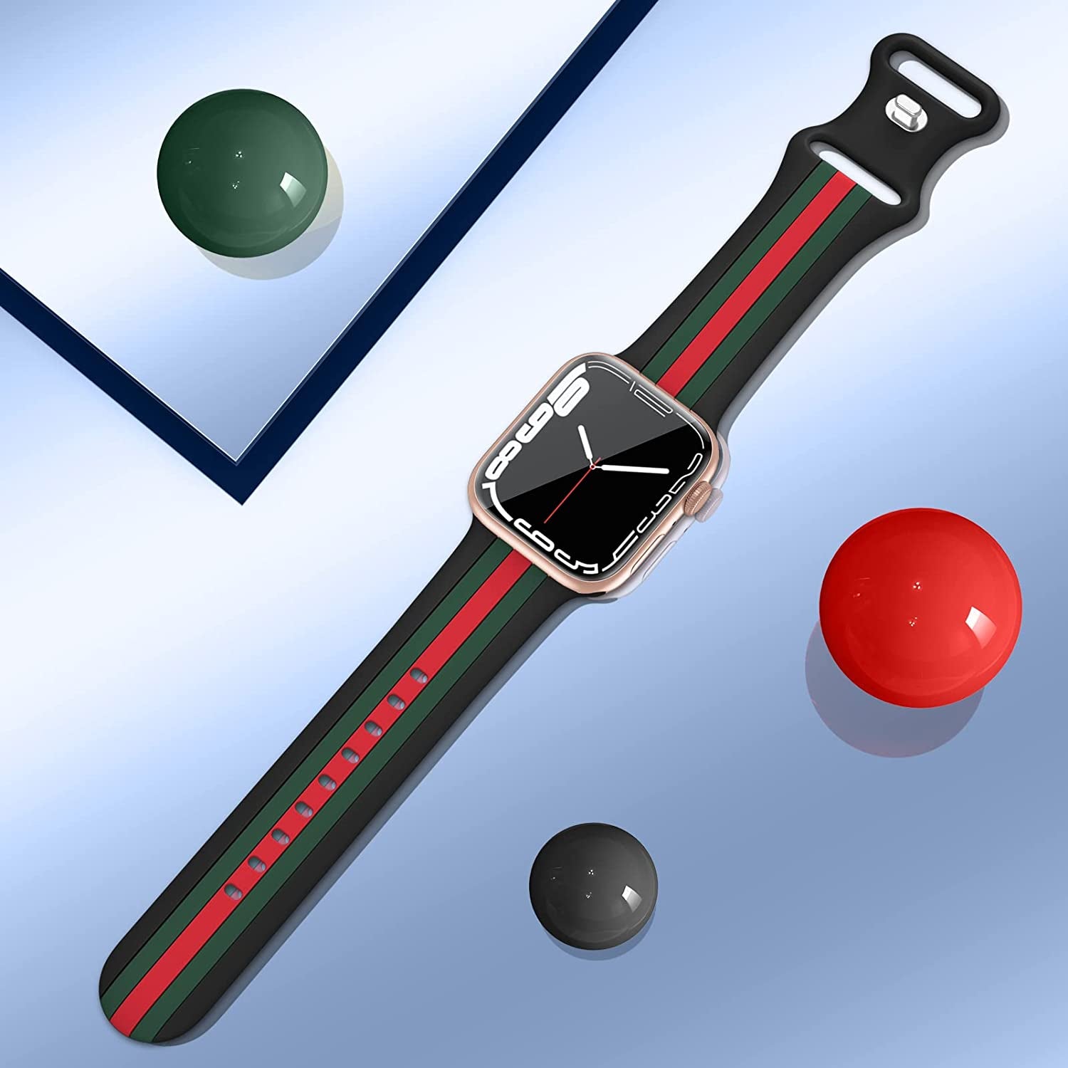 Designer Sport Bands Compatible with Apple Watch Band 42Mm 44Mm 45Mm 49Mm Series 8 Ultra 7 6 5 4 3 2 1 SE Women Men, Breathable Soft Silicone Strap Replacement Band for Iwatch Bands  Plesechde   