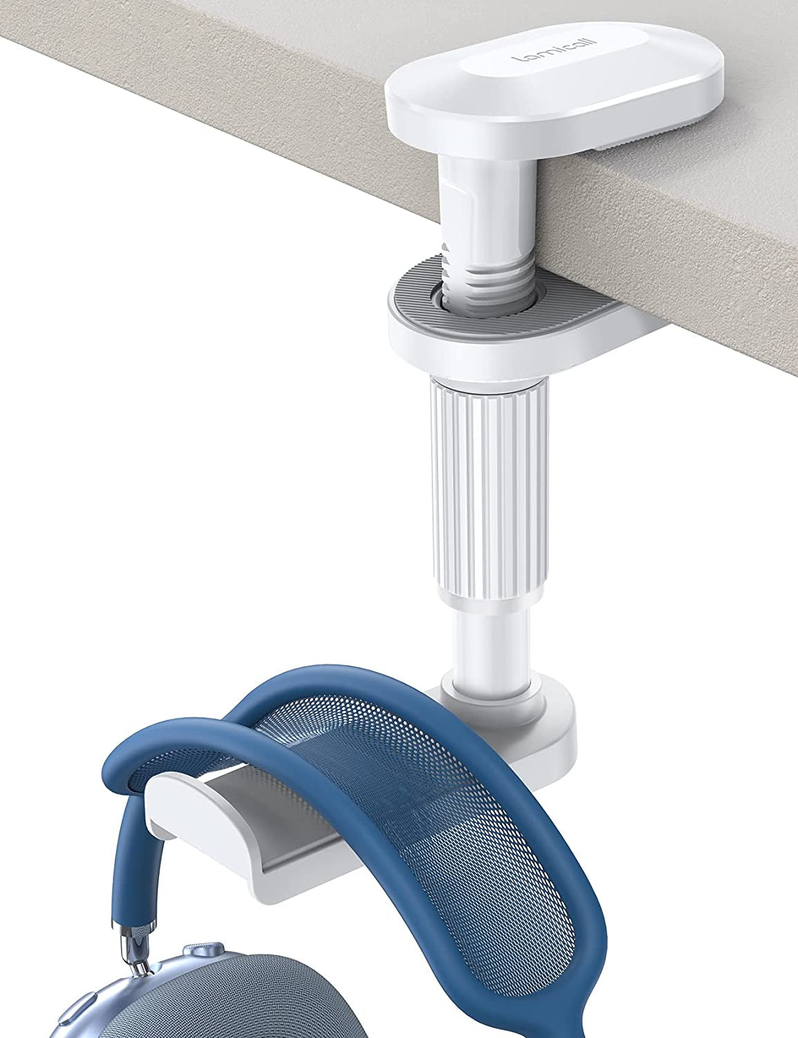 Lamicall Headphone Stand, Headset Hanger - [2022 Upgarded] 360° Rotating Earphones Holder Hook Mount Clamp under Desk for Airpods Max, Sennheiser, More, Black  Lamicall White  