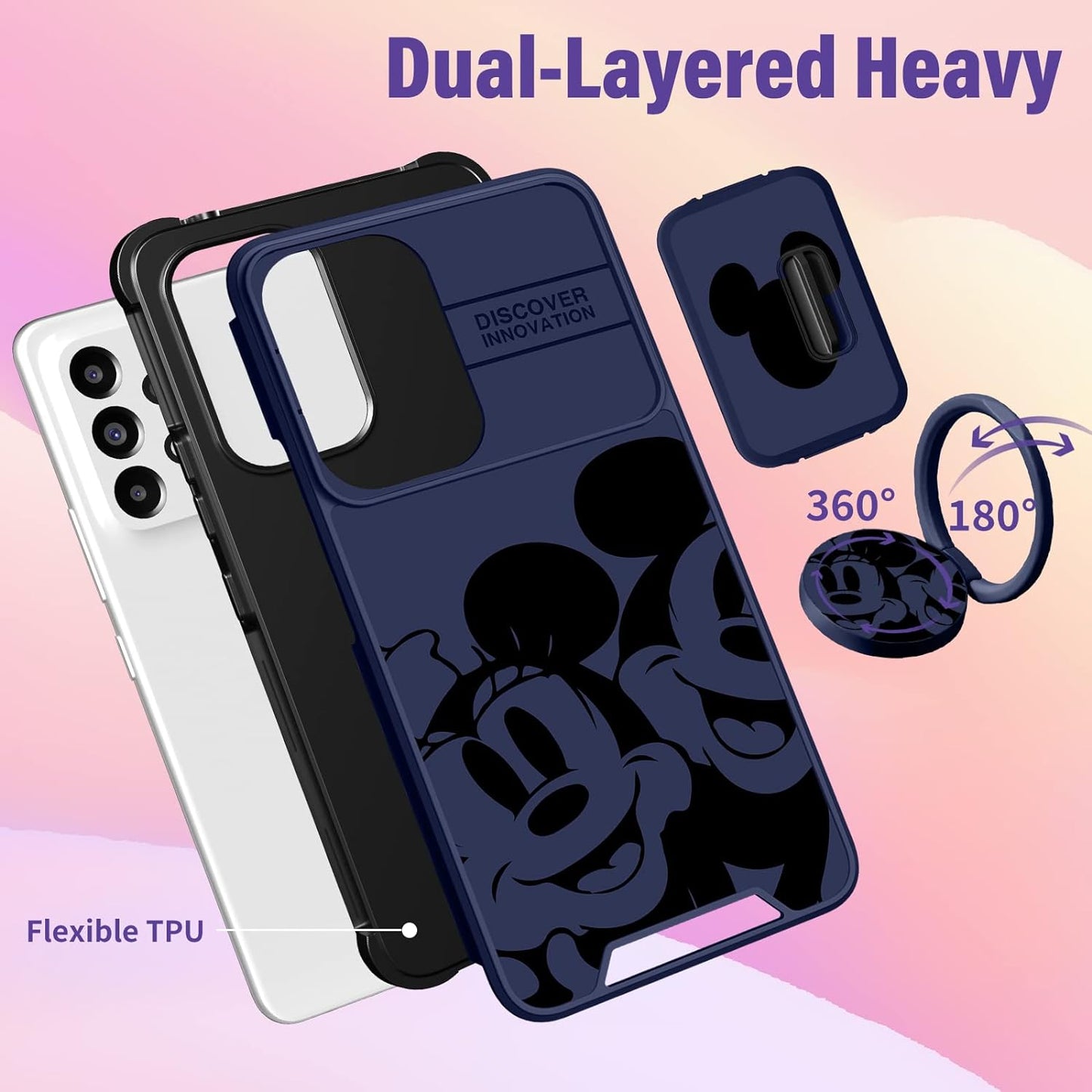 Oqpa for Samsung Galaxy A53 5G Case Cute Cartoon for Women Girly Girls Boys Kids Kawaii Funny Samsung A53 Phone Case Cover with Camera Cover+Ring Holder for Galaxy A53 5G, Happy Miki  meitong2020   