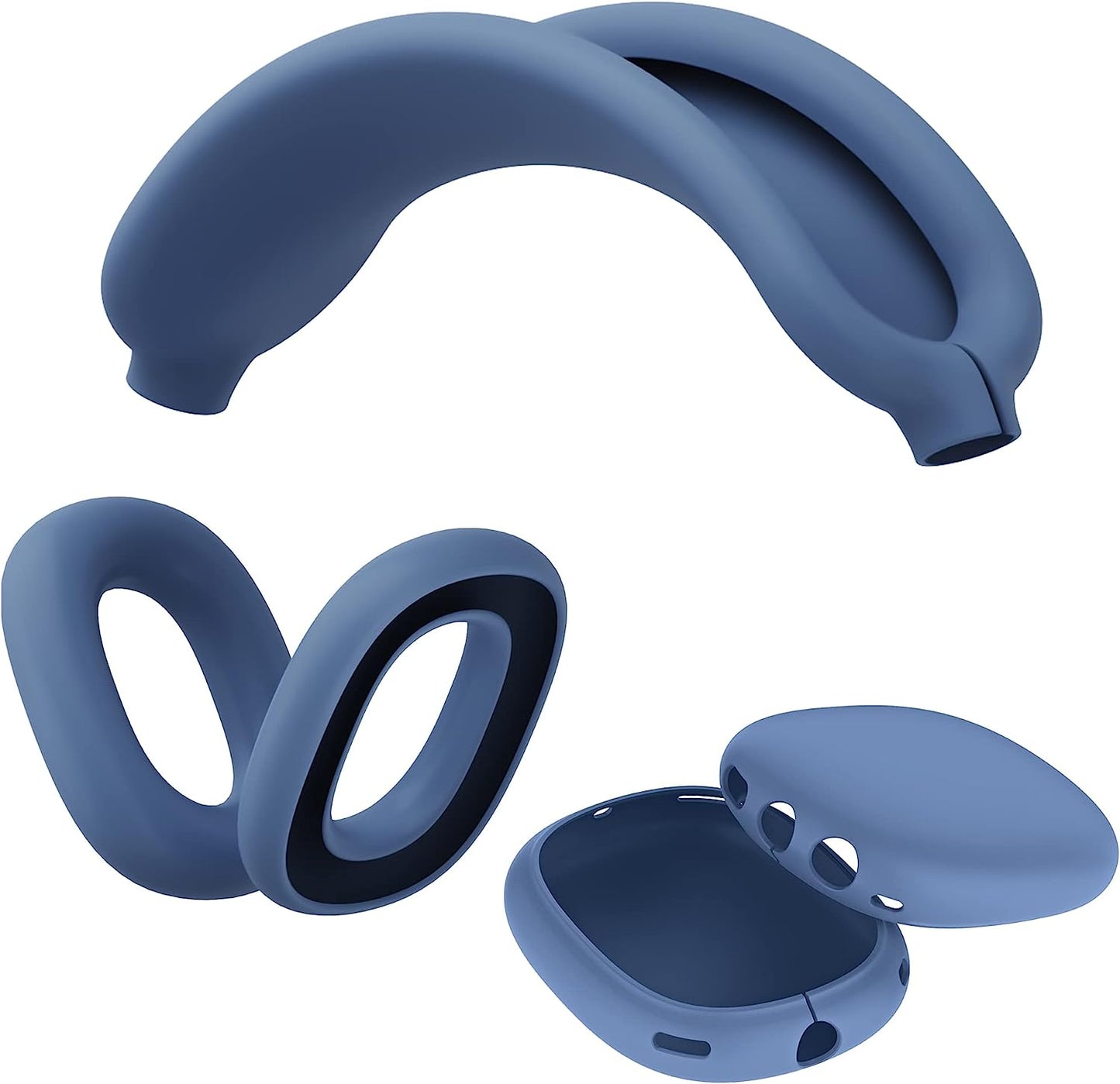 TUCANA Silicon Cases Compatible for Airpods Max, Overhead Cover + Earcup Cover + Ear Pad Cover (Black)  TUCANA Blue  