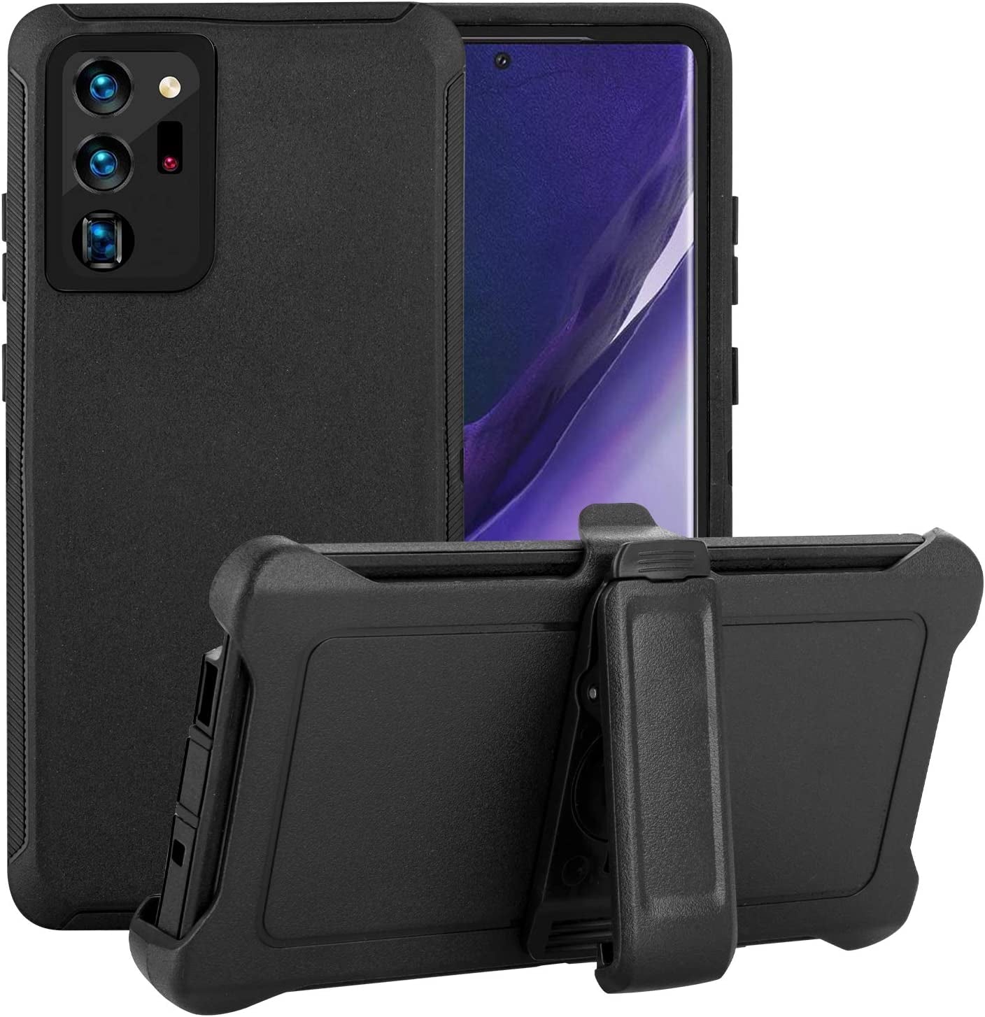 Galaxy Note 20 Case,Drop Protection Full Body Rugged Heavy Duty Case,Shockproof/Drop/Dust Proof 3-Layer Protective Durable Cover for Samsung Galaxy Note 20 (Black)  Cljlixcy Black With Belt Clip Compatible With Galaxy Note 20 Ultra (6.9 Inch) 
