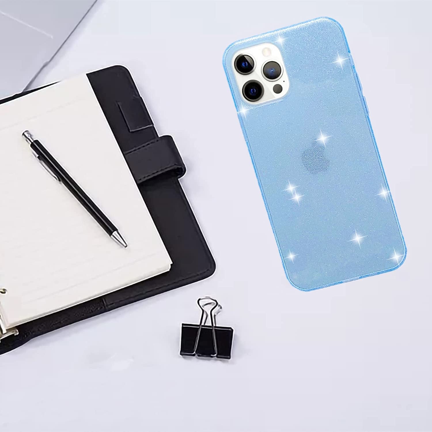 Abenkle Compatible with Iphone 12 and 12 Pro Case, Slim Fit Hybrid Glitter Bling Sparkly Case for Women Shockproof Protective Flexible Bumper Cover for Iphone 12/12 Pro 6.1-Inch 2020, Blue Glitter  ABenkle   