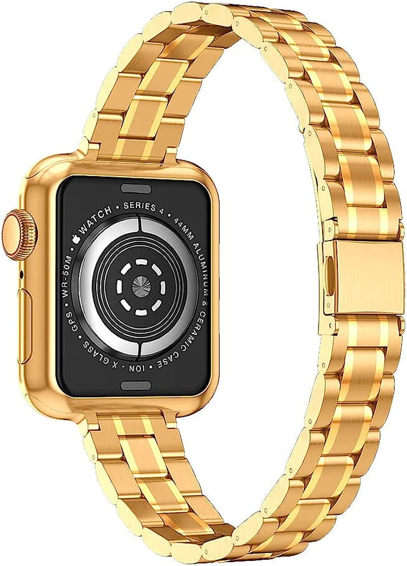 CSJCUBIC Metal Band Compatible with Apple Watch Band 38Mm 40Mm 41Mm 42Mm 44Mm 45Mm for Women, Slim and Thin Stainless Steel Replacement Adjustable Wristband for Iwatch Series 8/7/6/5/4/3/2/1/SE  CSJCUBIC   