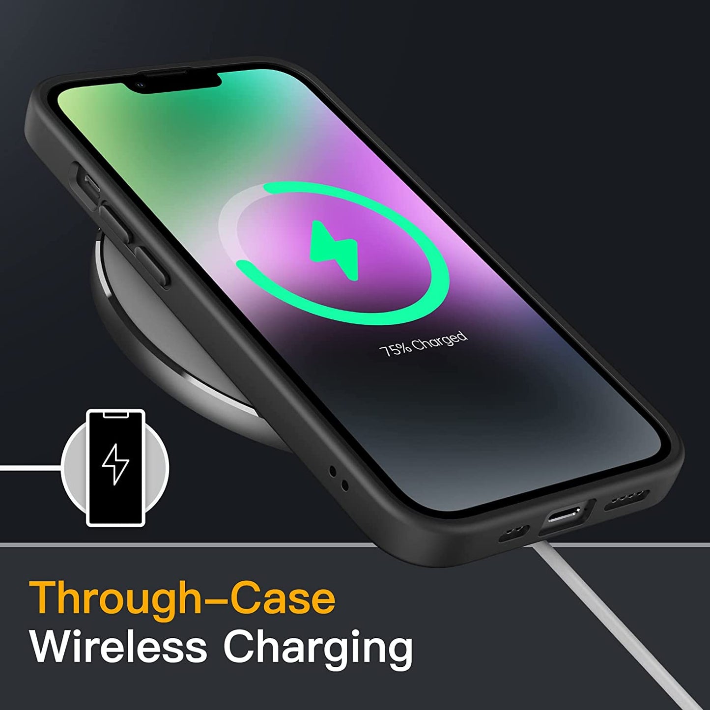 Jetech Matte Case for Iphone 14 6.1-Inch, Shockproof Military Grade Drop Protection, Frosted Translucent Back Phone Cover, Anti-Fingerprint (Black)  JETech   