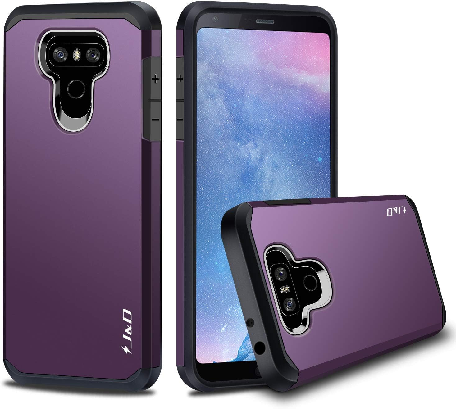 J&D Case Compatible for LG G6 / LG G6 plus Case, Heavy Duty Dual Layer Hybrid Shock Proof Protective Rugged Bumper Case for LG G6 Plus, LG G6 Case, Red  J&D Tech Purple  