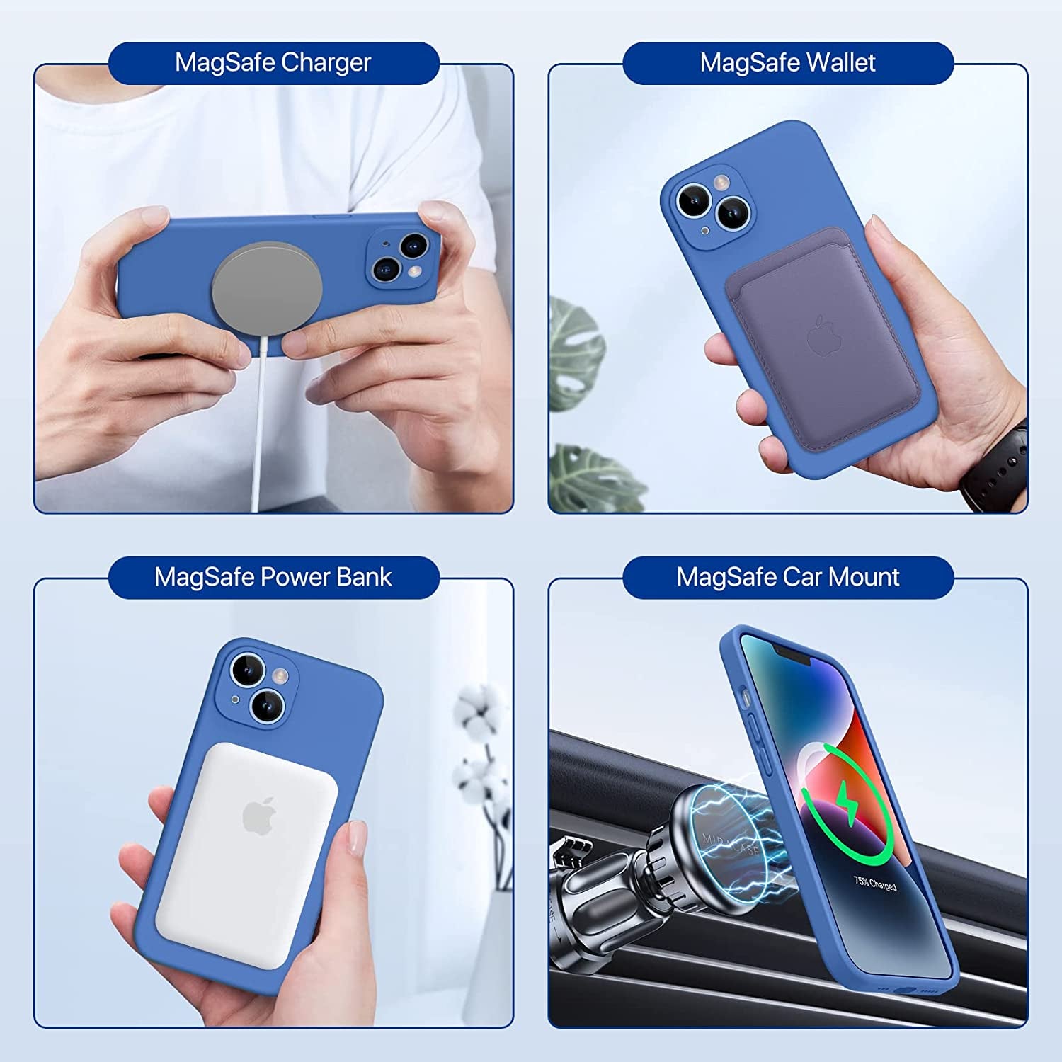 Miracase Magnetic Case Designed for Iphone 14 Case with Screen Protector,[Upgraded Enhanced Camera Protection],Shockproof Liquid Silicone Case 6.1 Inch,Azure Blue-Magnetic  Miracase   