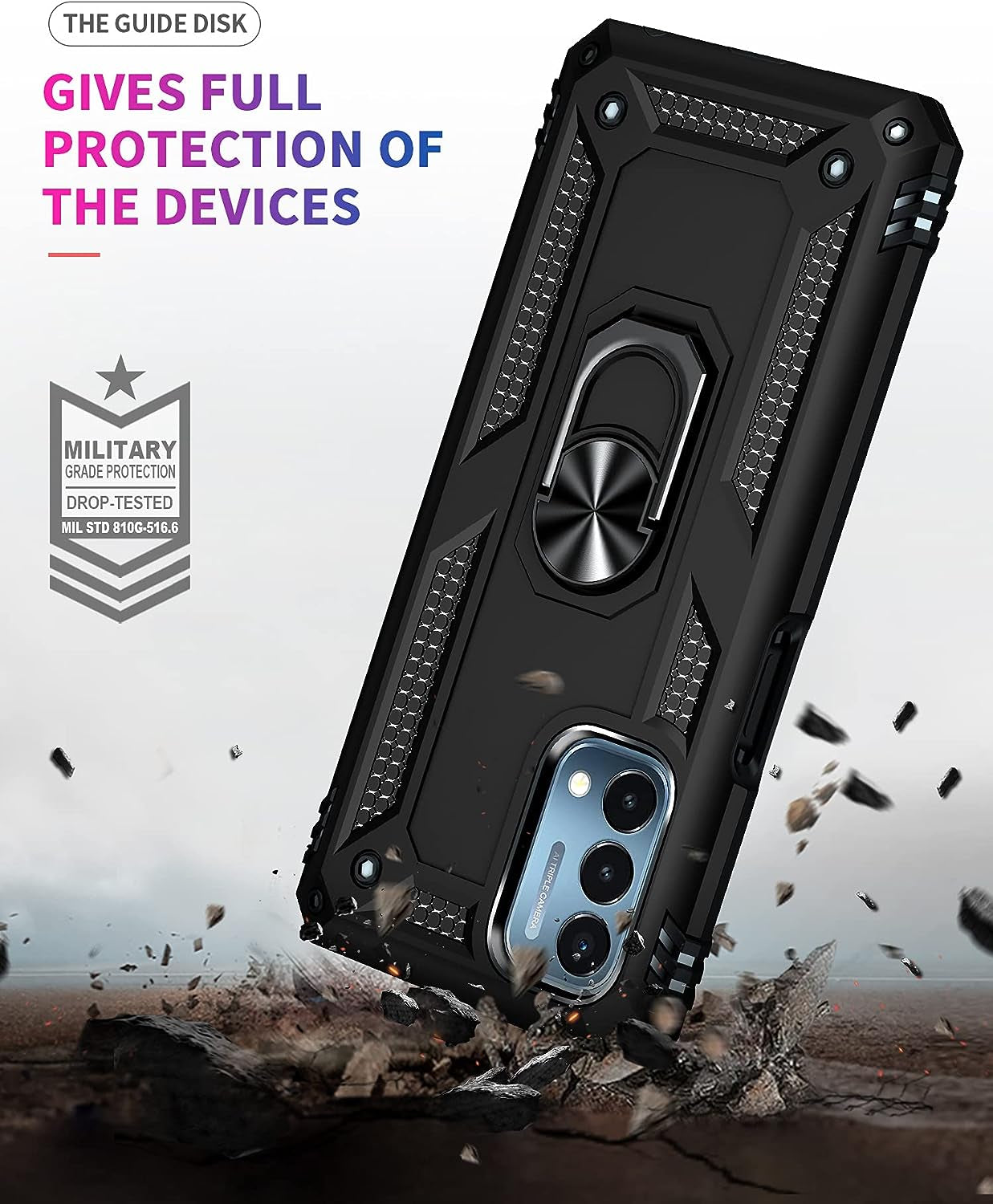 Military Grade Drop Impact for Oneplus Nord N200 5G Case Oneplus Nord N200 5G Case 360 Metal Rotating Ring Kickstand Holder Armor Heavy Duty Shockproof Case for Oneplus Nord N200 5G Phone Case (Black)  Dionsibei   