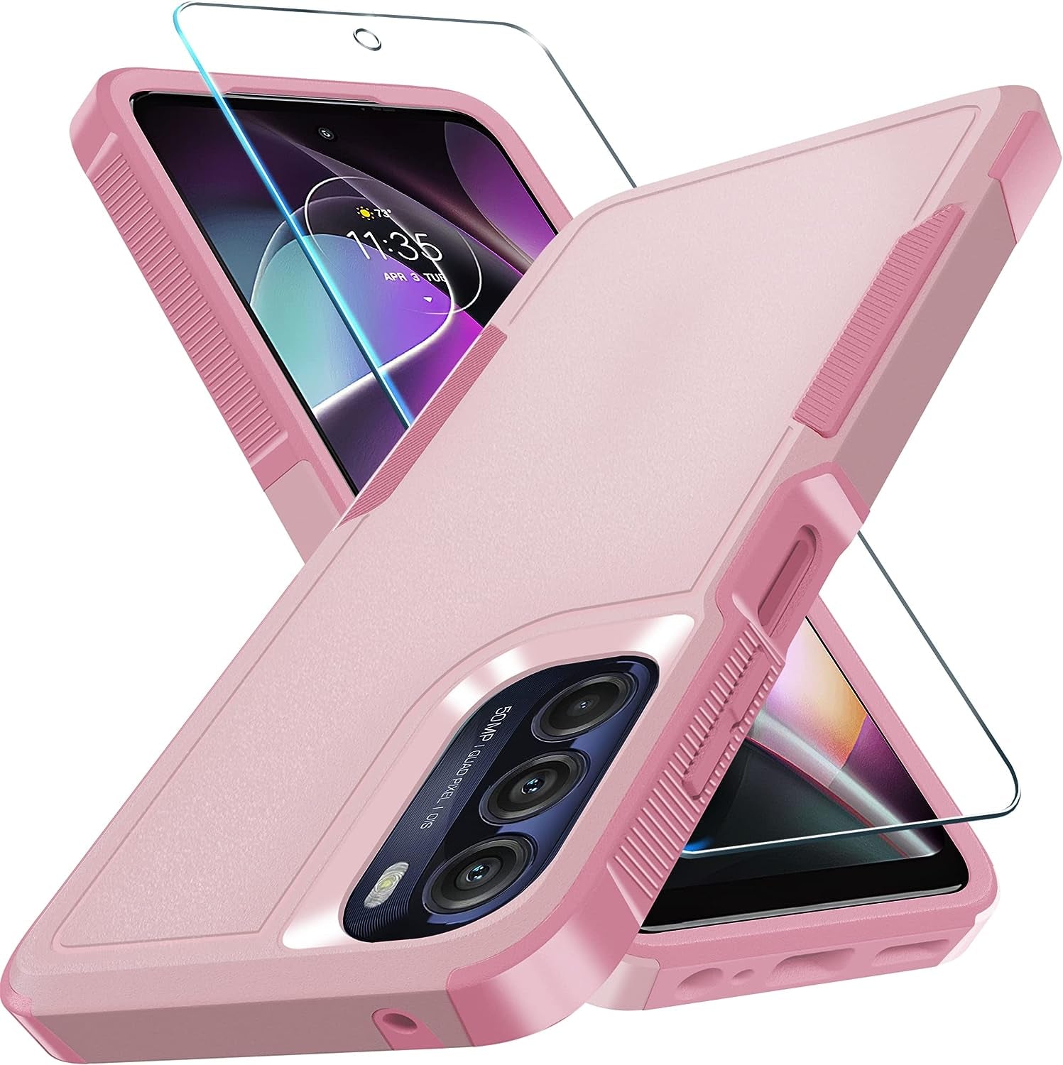 For Motorola Moto G Power 5G 2023 & Moto G 5G 2023 Case with Tempered Glass Screen Protector[1 Pack], Dual Layer Full Body Heavy Duty Rugged Shockproof Protective Phone Cover, Mint Green  RMOCR Cute Pink Moto G 5G 2022 