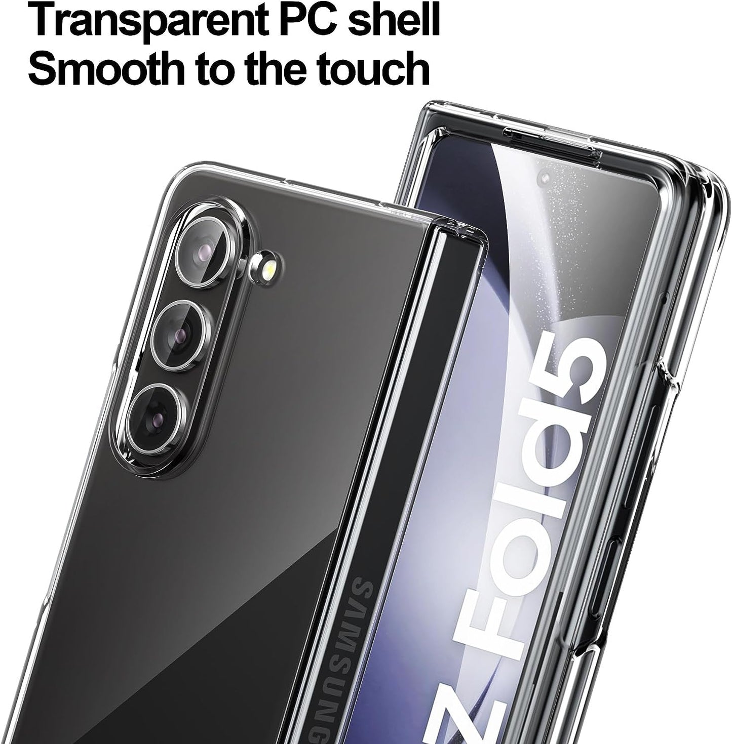 Foluu Clear Case for Samsung Galaxy Z Fold 5 with Front Built-In Screen Protector - Scratch Resistant Hard PC Back Bumper Protective Shockproof Cover for Samsung Galaxy Z Fold5 5G 2023  Foluu   