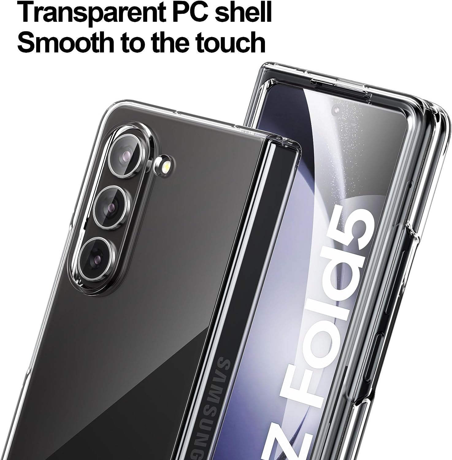 Foluu Clear Case for Samsung Galaxy Z Fold 5 with Front Built-In Screen Protector - Scratch Resistant Hard PC Back Bumper Protective Shockproof Cover for Samsung Galaxy Z Fold5 5G 2023  Foluu   