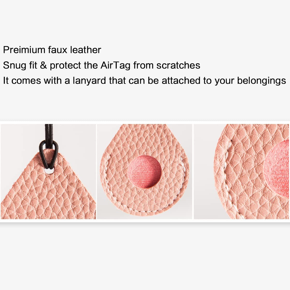 FOREVERFLYBIRD 4 Pack Airtag Holder Leather Case Air Tag Cover Keychain GPS Tracker Remote Finder Key Travel Backpack Pet Locator,Grey,White,Pink,Red  FOREVERFLYBIRD   