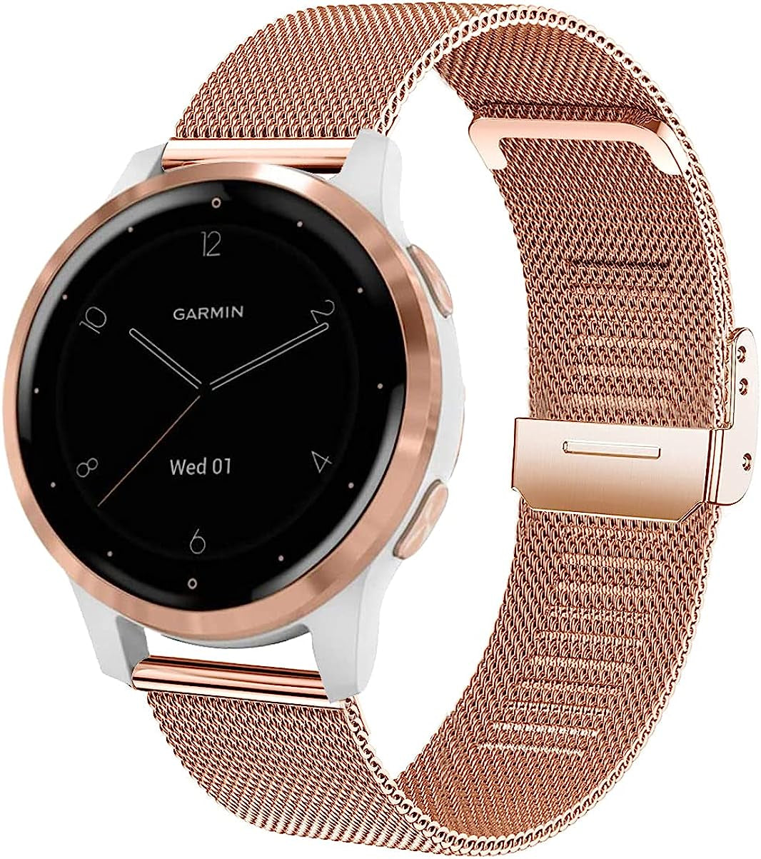 Krudary Bands Compatible with Garmin Vivoactive 4S /Venu 2S/ Vivomove 3S, 18Mm Mesh Woven Stainless Steel Watch Band Metal Bracelet for Garmin Forerunner 255S 41Mm  Krudary   