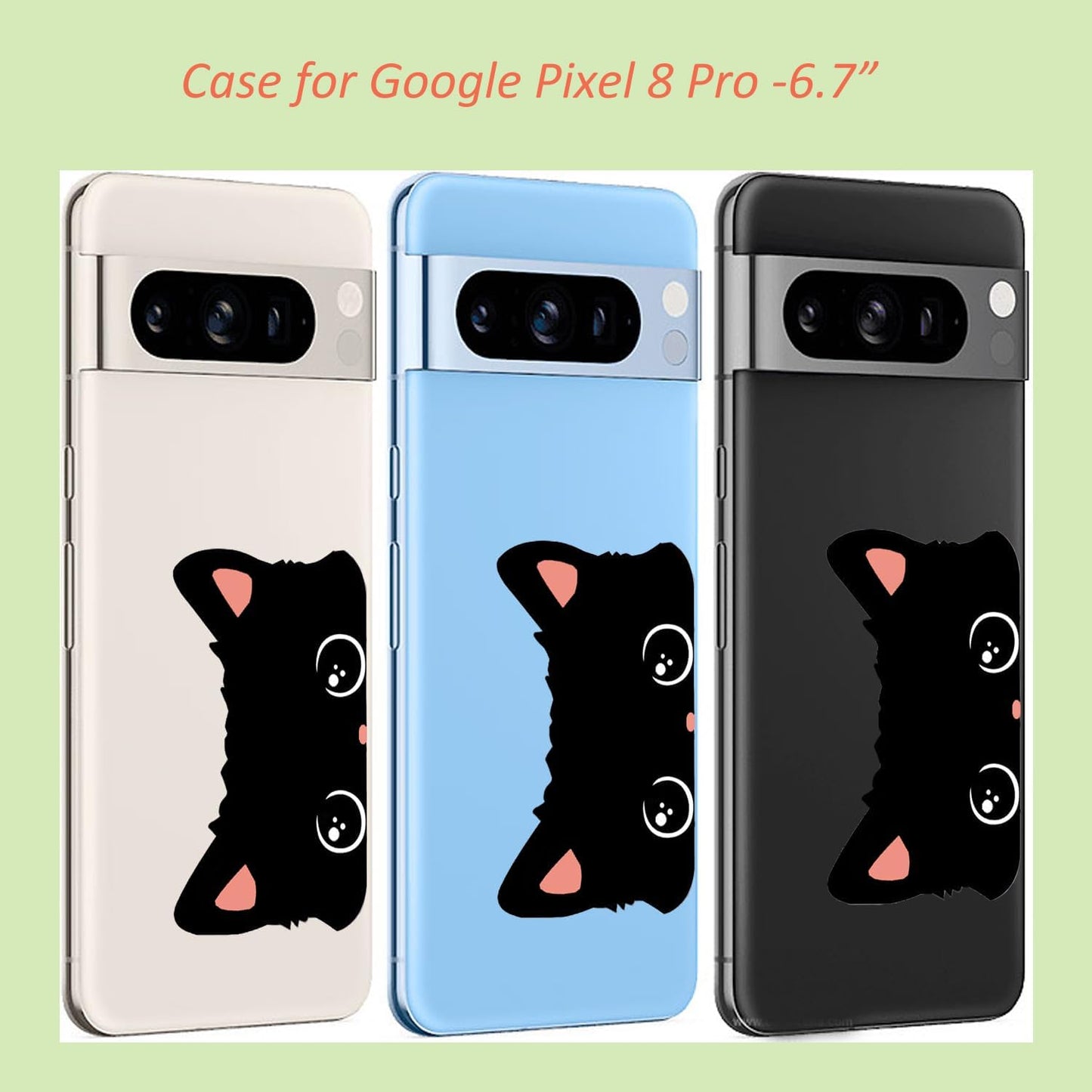 Ftonglogy for Google Pixel 8 Pro 5G Case with Screen Protector: Clear Cute Flower Floral Design for Girls Women Slim Soft TPU Bumper Shockproof Silicone Cell Phone Cover (Funny Cat)  Ftonglogy   