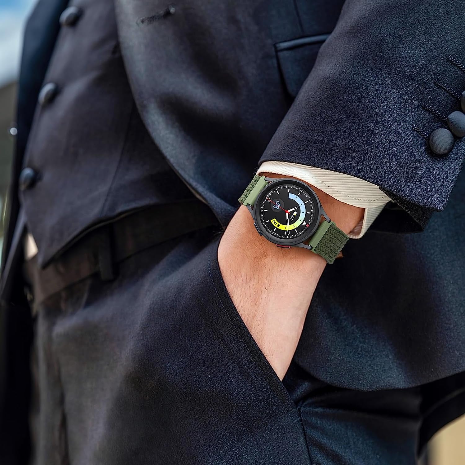 5 Pack Stretchy Nylon Watch Bands Compatible with Samsung Galaxy Watch Active 2 Bands 40Mm 44Mm/ Galaxy Watch 4 Band/Watch 4 Classic Band 42Mm 46Mm, 20Mm Watch Band for Galaxy Watch 3 Band  GrTrees   