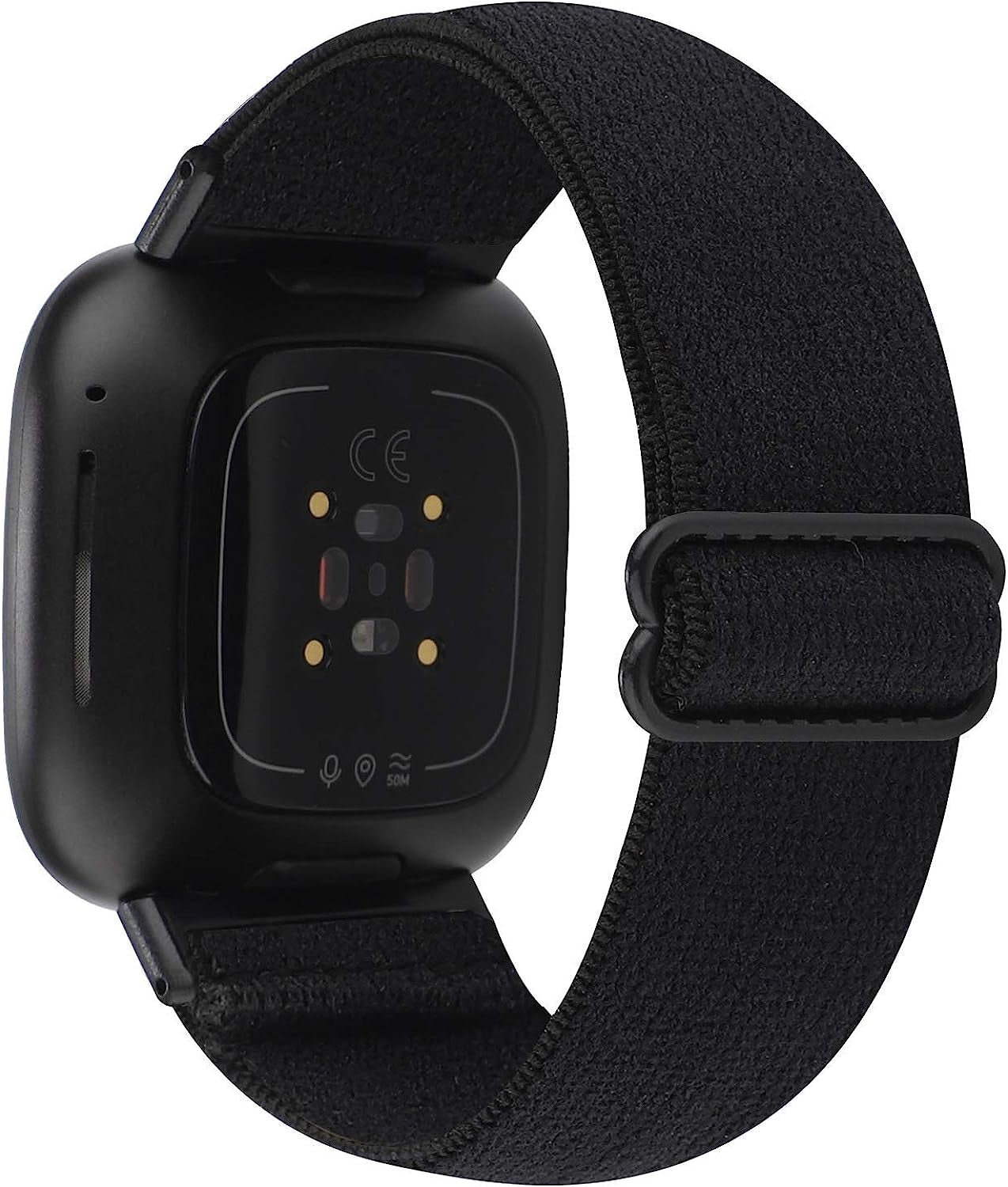 WONMILLE Adjustable Elastic Band Compatible with Fitbit Versa 3/Sense for Women Girls Fabric Nylon Sport Stretchy Strap Bracelet Wristbands for Fitbit Versa 3 Smart Watch  WONMILLE Black  