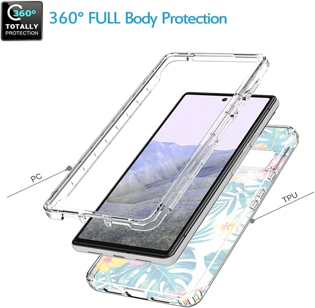 Vokuha Case for Pixel 6 Pro Case,Pixel 6 XL G8VOU Case, Floral Crystal Clear TPU Shockproof Protective Armor Cover for Google Pixel 6 Pro 5G (Flowers & Leaves)  Vokuha   