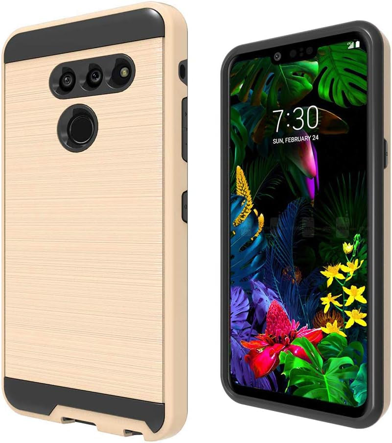 NEM Case LG G8 Thinq Phone Case, LG G8 Phone Case, LG G8 Hybrid Dual Layer Case, Shock Resistant Brushed Texture Full-Body Protective Cover Gold  NEM   