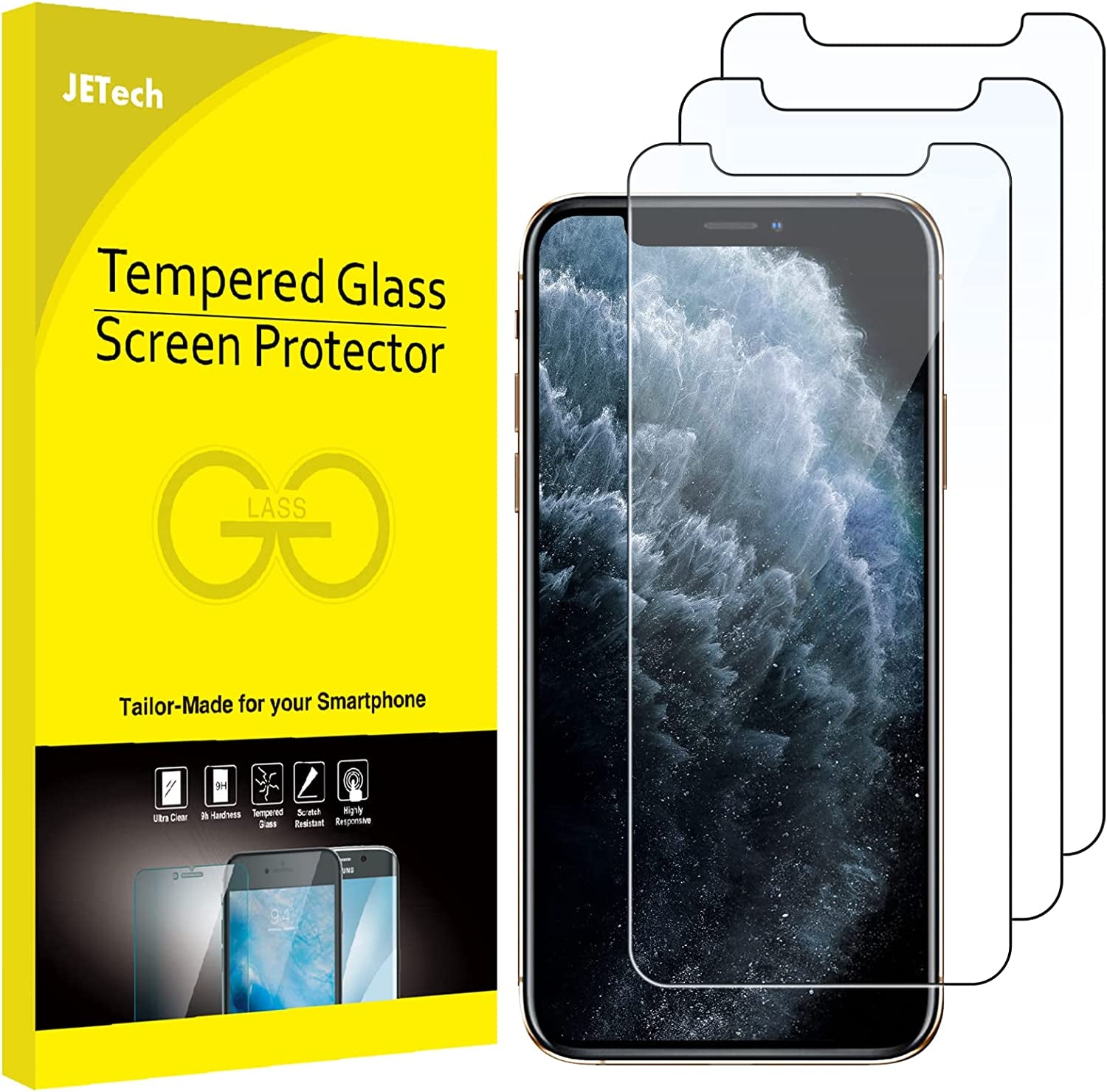 Jetech Screen Protector for Iphone 11 Pro, Iphone Xs and Iphone X 5.8-Inch, Tempered Glass Film, 2-Pack  JETech 3-Pack  