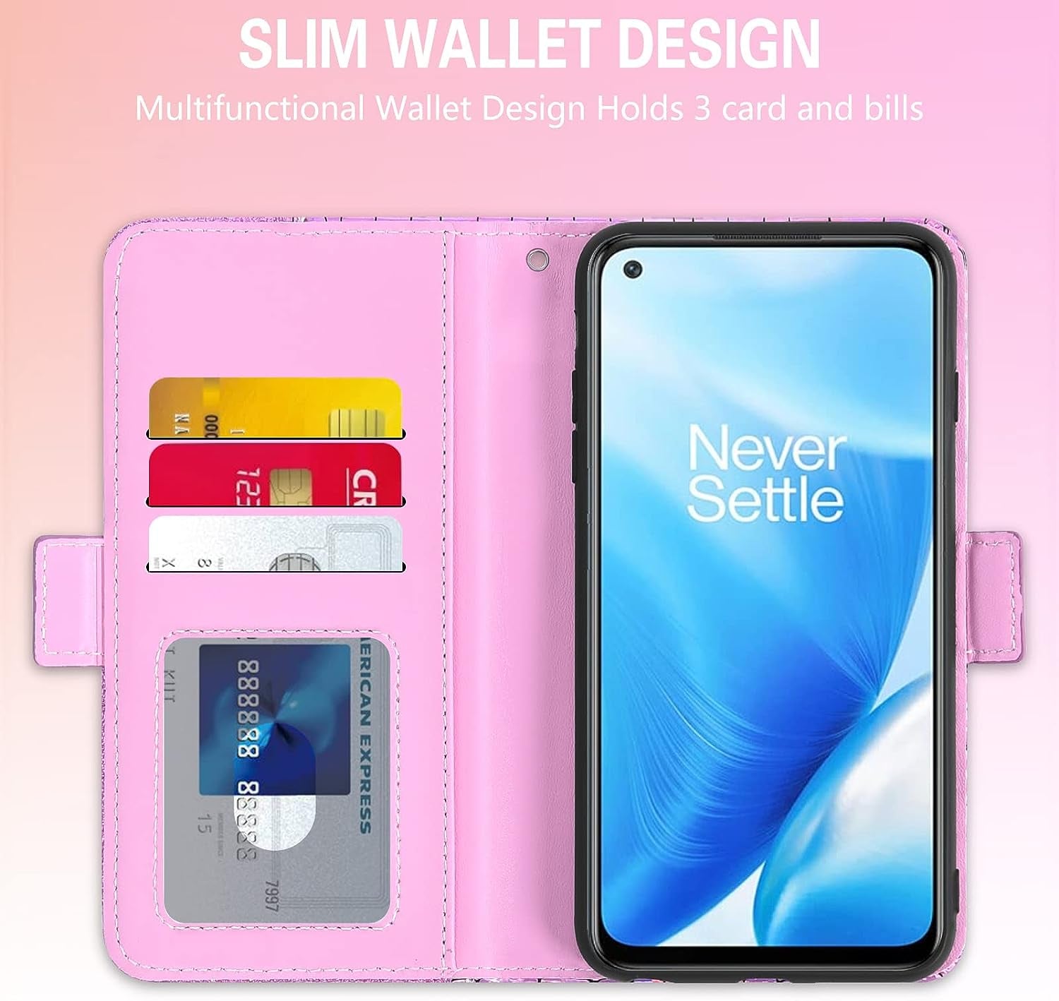 Asuwish Phone Case for Oneplus Nord N200 5G Wallet Cover with Screen Protector and Flip Card Holder Bling Glitter Stand Cell One plus N 200 G5 1 plus 200N 1Plus One+ 1+ N2005G 2021 Women Girls Pink  Asuwish   