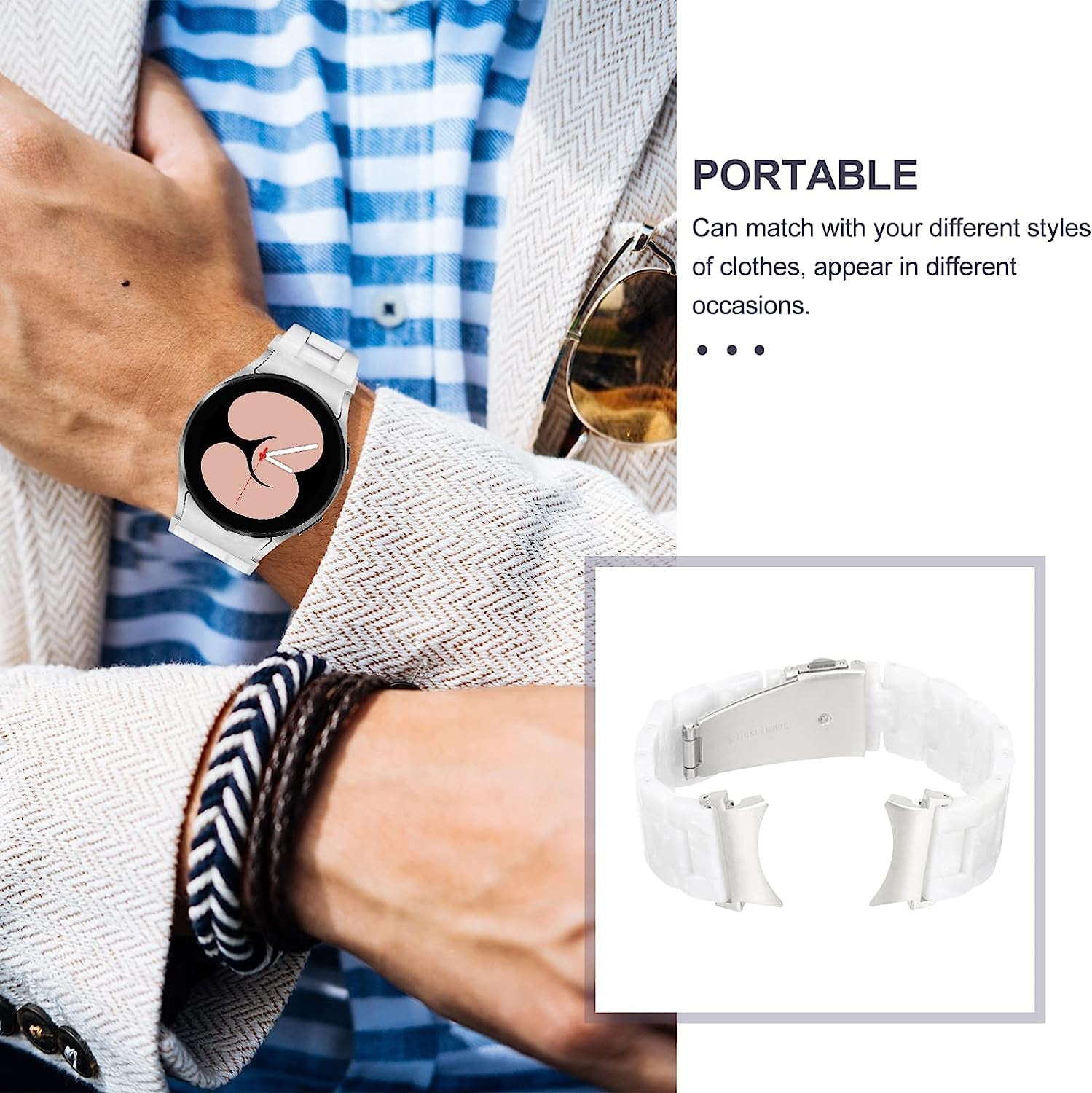 Sosoport Stainless Steel Watch Band Seamless Watch Belt Stainless Watchband Anti- Slip Watch Band Compatible for Watch4  Sosoport   