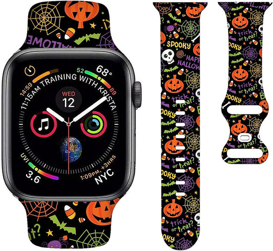 BACDOILQ Halloween Watch Band Smartwatch Replacement Compatible with Watch 38Mm 40Mm 41Mm 42Mm 44Mm 45Mm Silicone Strap for Watch Series 7/6/5/4/3/2/1/SE  BACDOILQ   