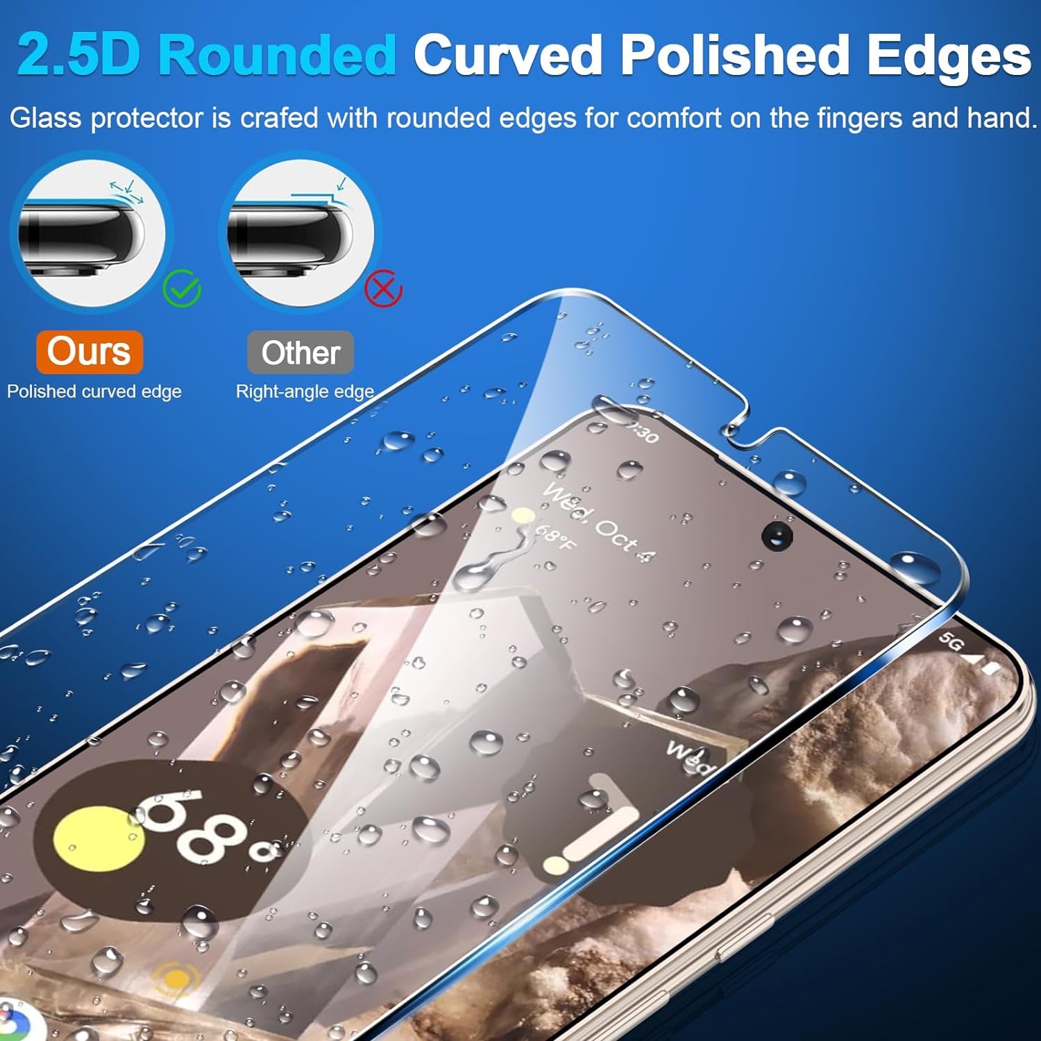 [3+3 Pack] Tempered Glass Screen Protector for Google Pixel 8 Pro 5G, Ultrasonic Fingerprint Unlock, HD Clear Case Friendly Scratch Resistant for Google Pixel 8 Pro Screen Protector  Samcorn   