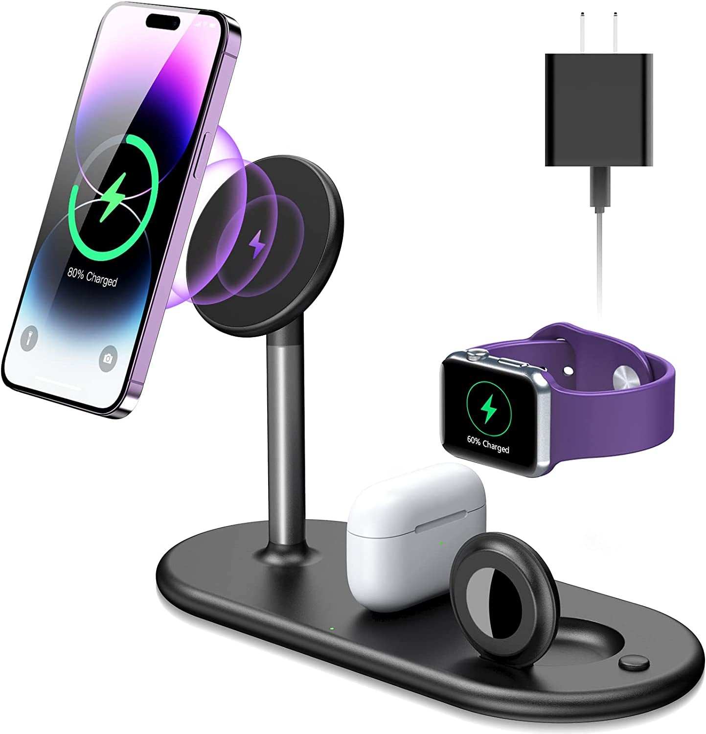 3-In-1 Wireless Charging Station for Apple Devices - Fast Wireless Charger Stand Compatible with Magsafe Charger for Iphone 14/13/12 Series, Apple Watch Ultra 8/7/SE/6/5/4/3, Airpods 3/Pro/2/1  ShenZhen ChengGuo Electronics Co.,Ltd   