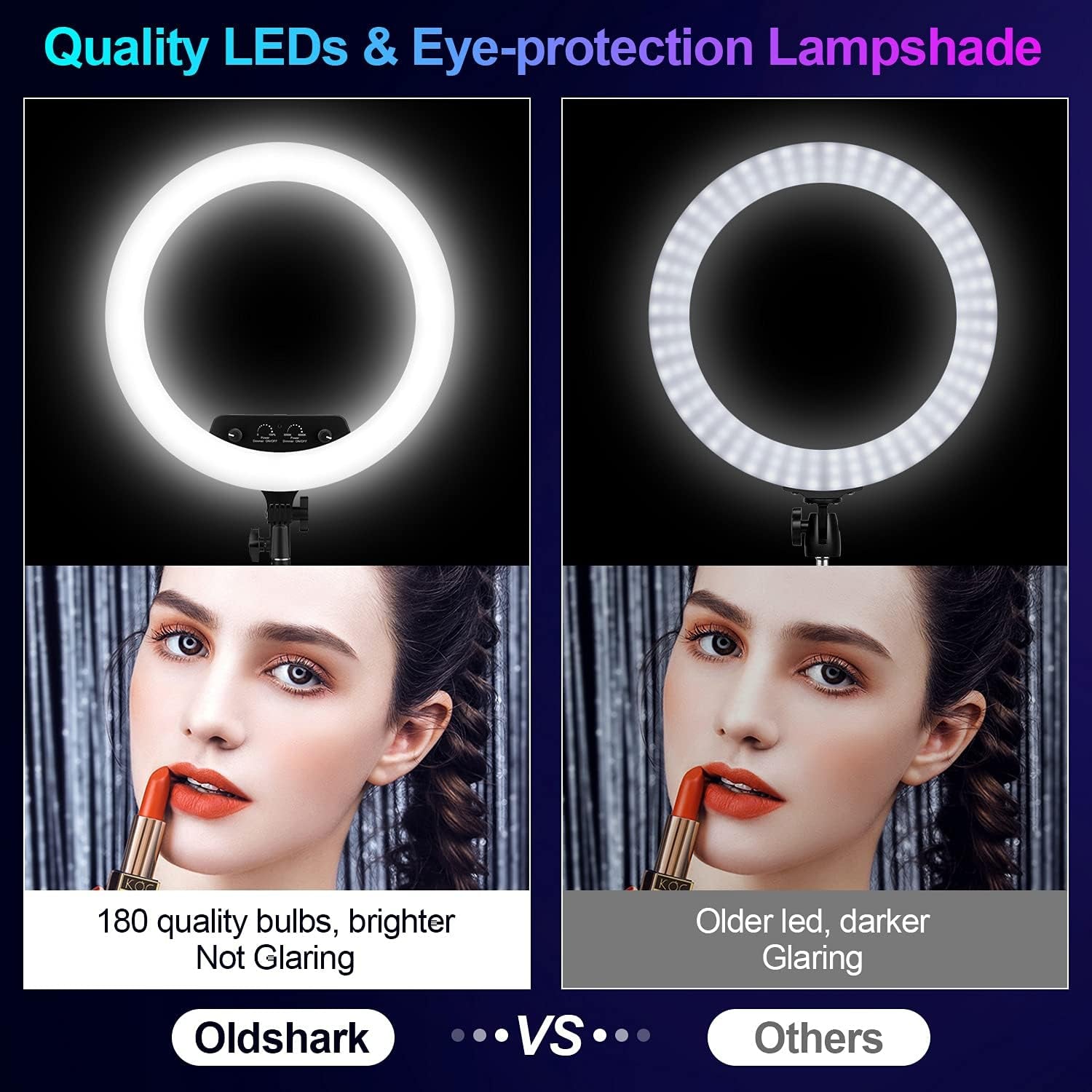 14" Ring Light with Tripod Stand & Phone Holder, Oldshark RGB Selfie Ring Light 15 Colors RGB LED Camera Ringlight for Livestream/Makeup/Youtube/Photography/ Tiktok  OldShark   